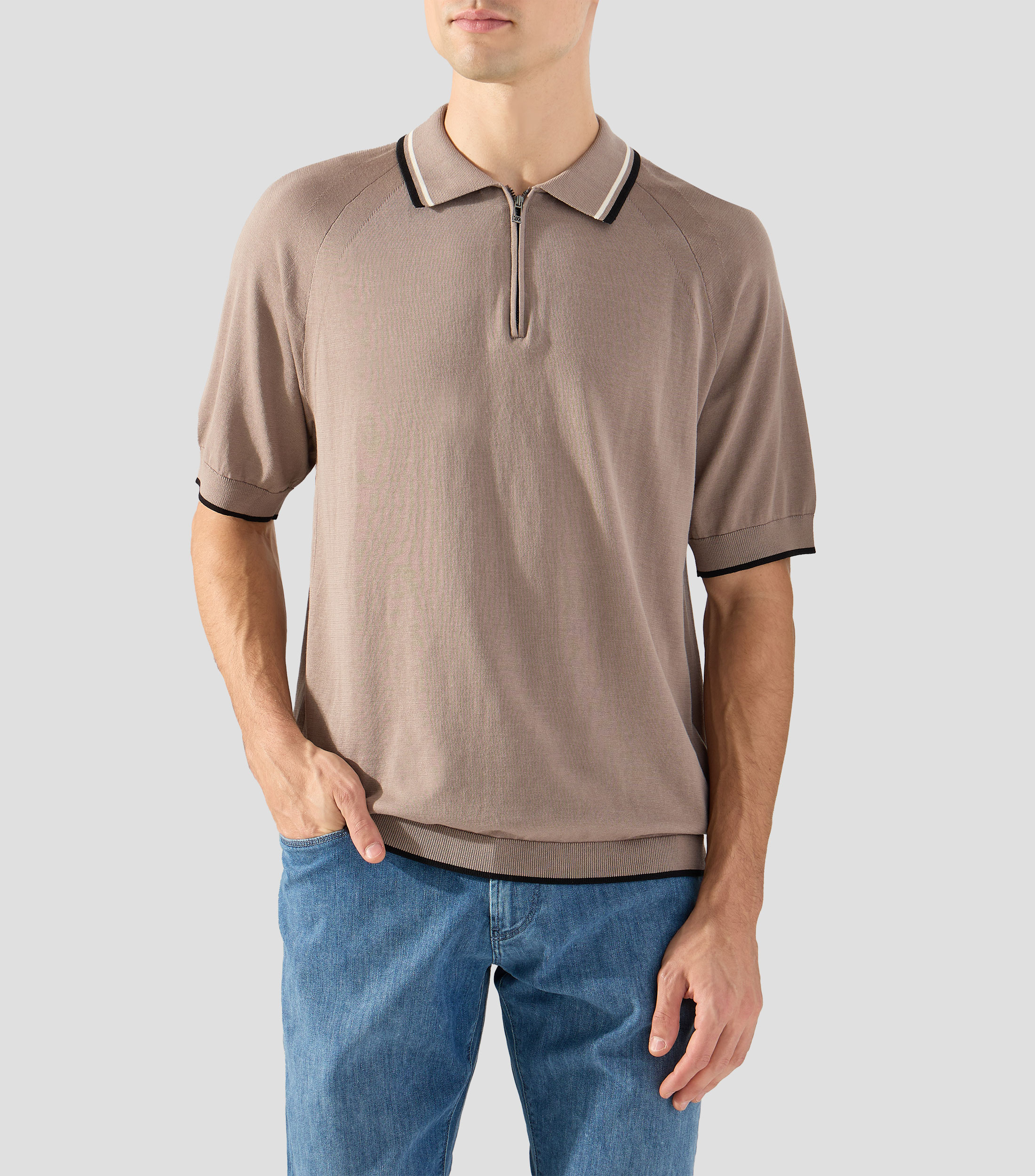 Playera tipo polo con manga corta lisa Hombre