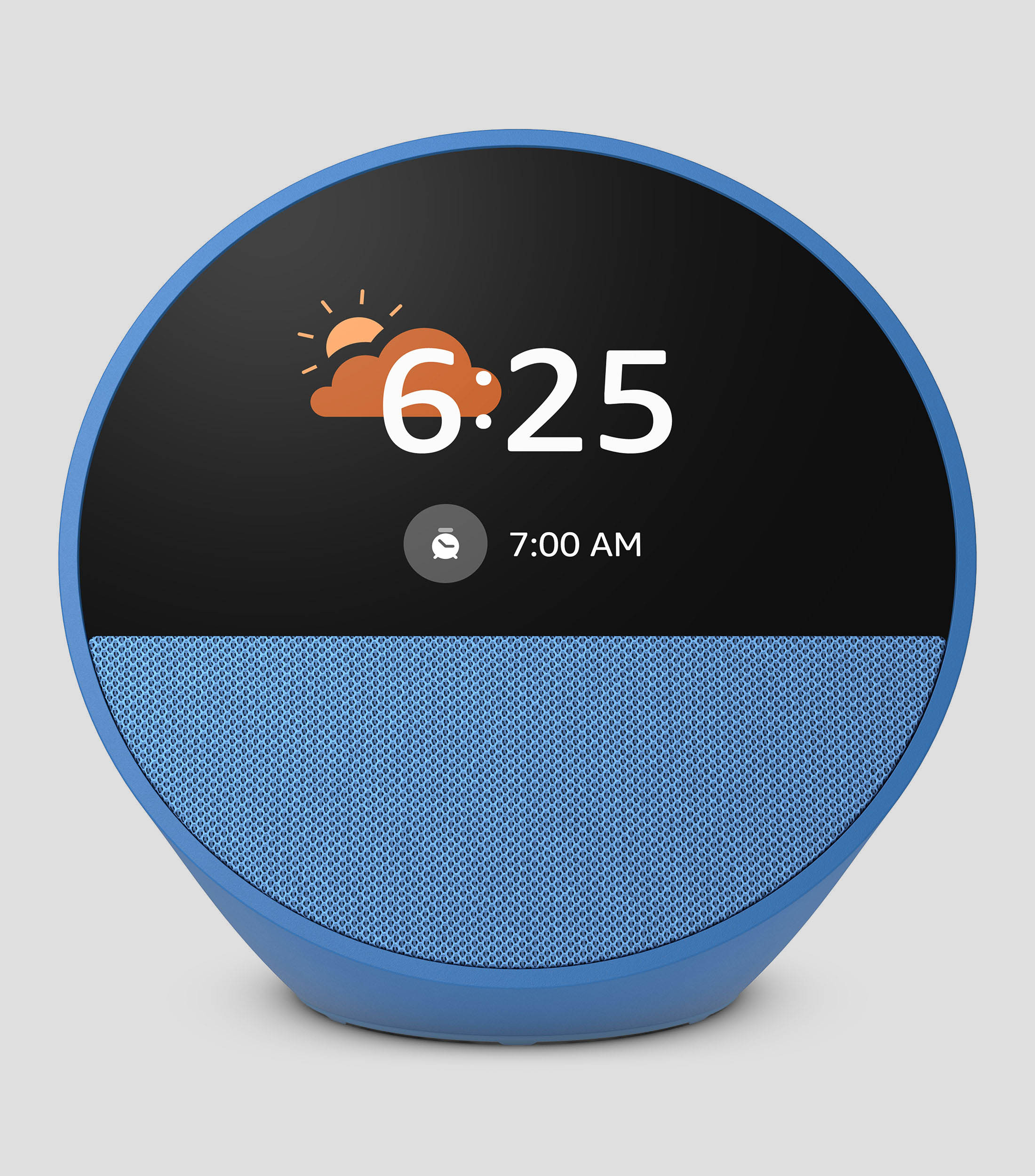 Amazon Echo Spot, despertador inteligente con sonido vibrante y Alexa, Azul