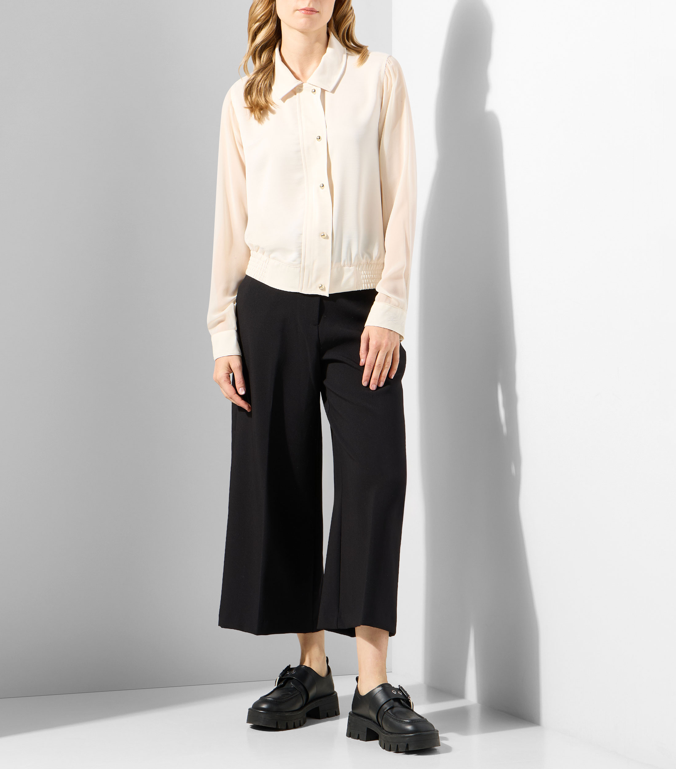 Blusa lisa manga larga Mujer