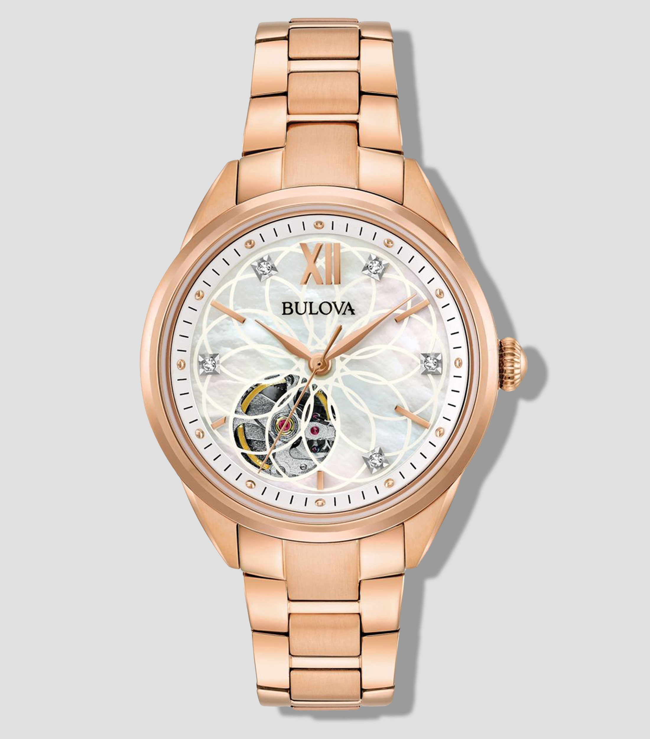 Reloj para Mujer de vestir Diamond Open Heart oro rosa