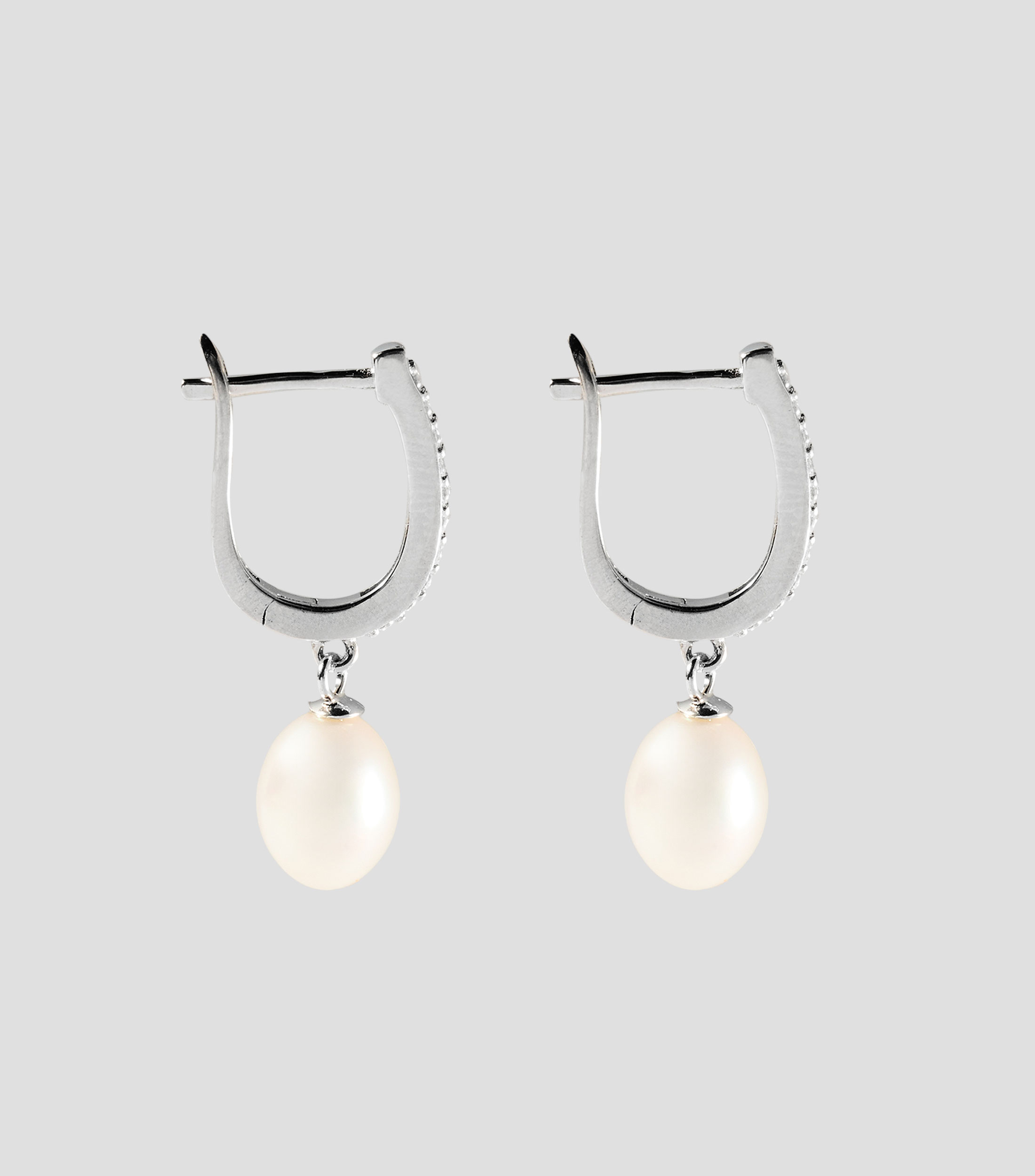 Aretes herradura en Plata .925 con perlas Mujer