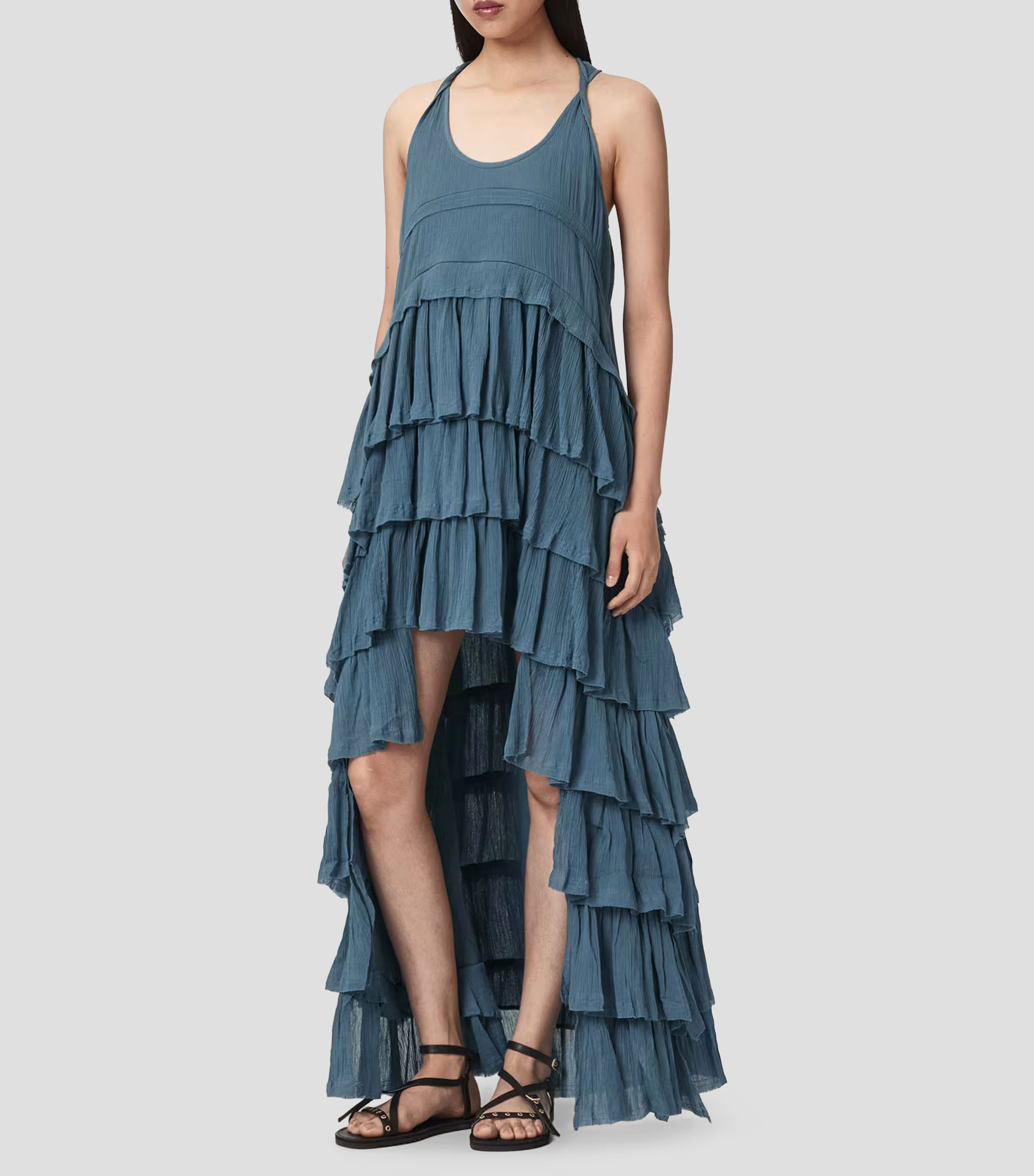 Vestido largo liso Mujer