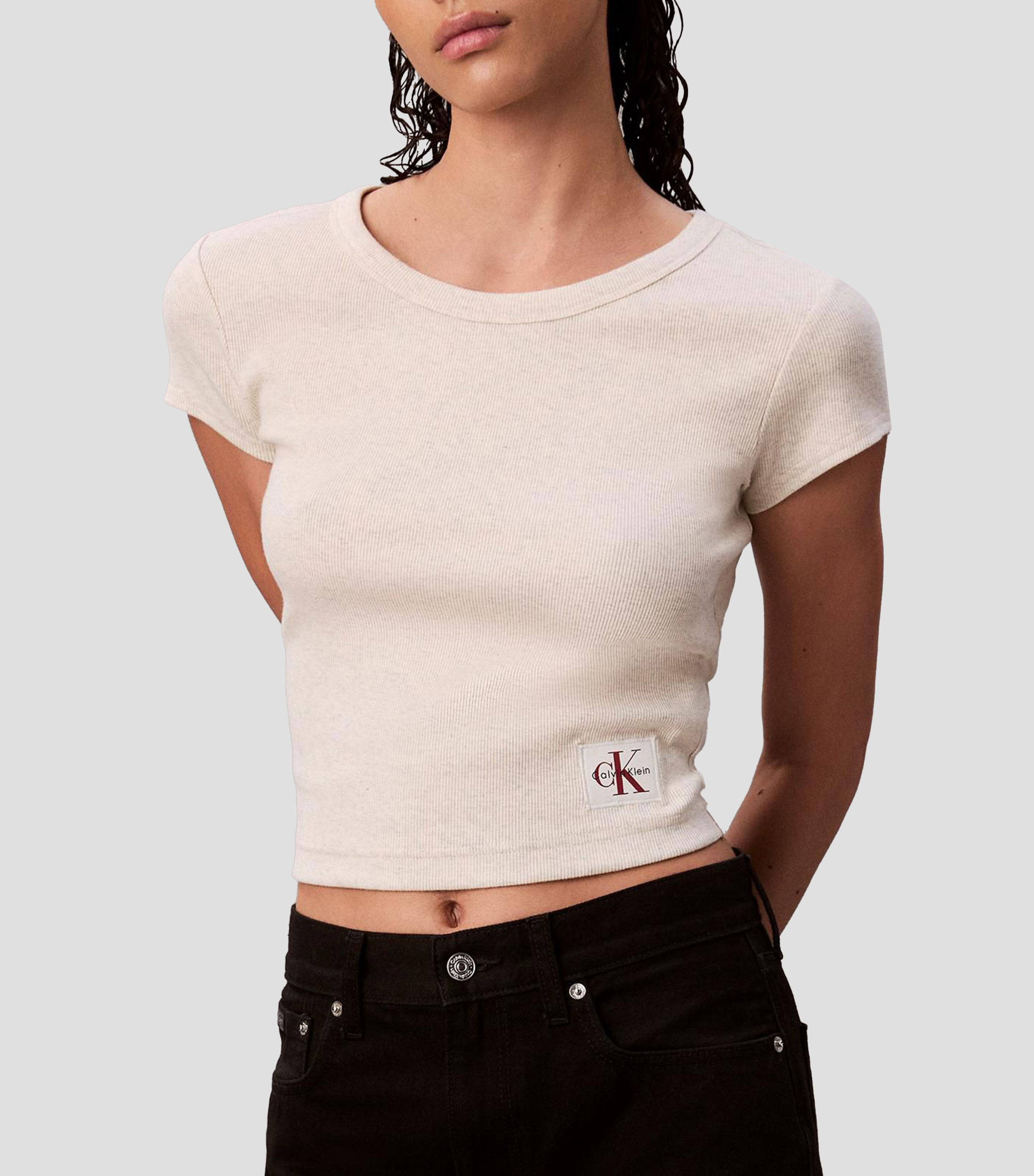 Playera cuello redondo manga corta lisa Mujer