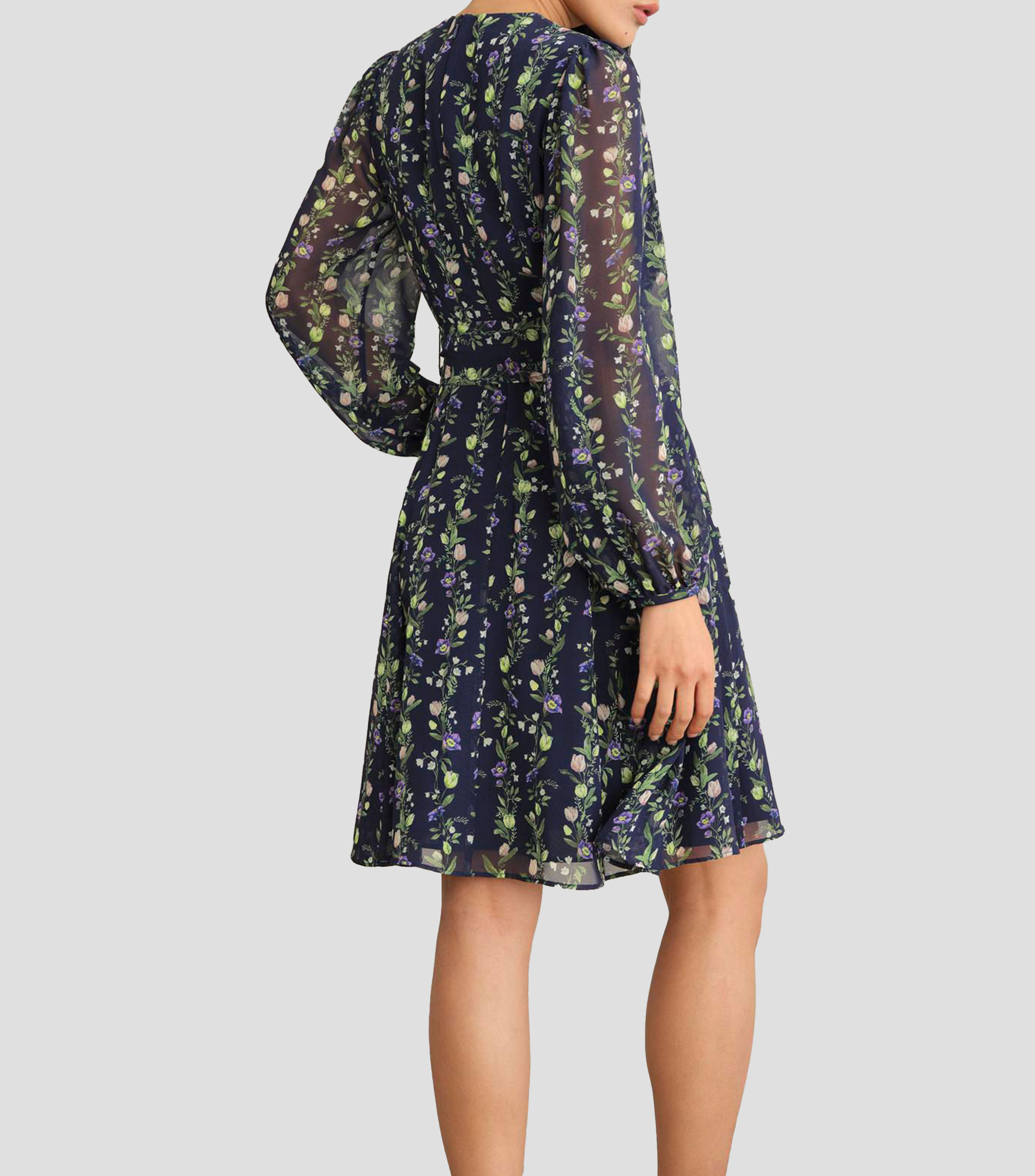 Vestido midi manga larga con estampado Emilia Mujer