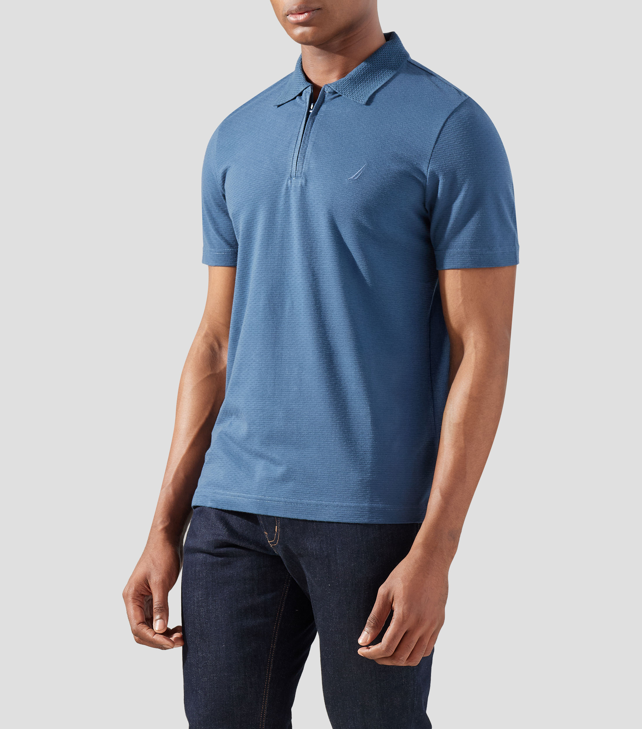 Playera tipo polo manga corta con microdiseños Hombre