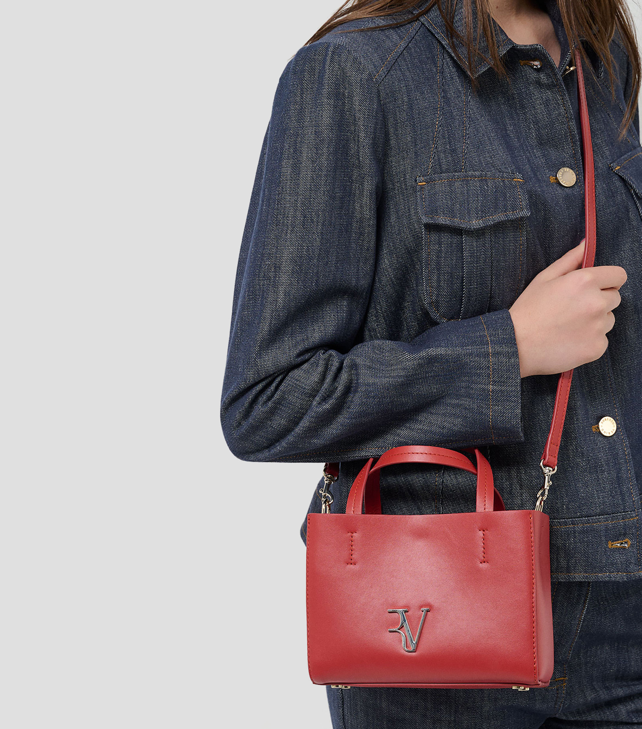 Bolsa mini crossbody roja en piel Bruna lisa Mujer