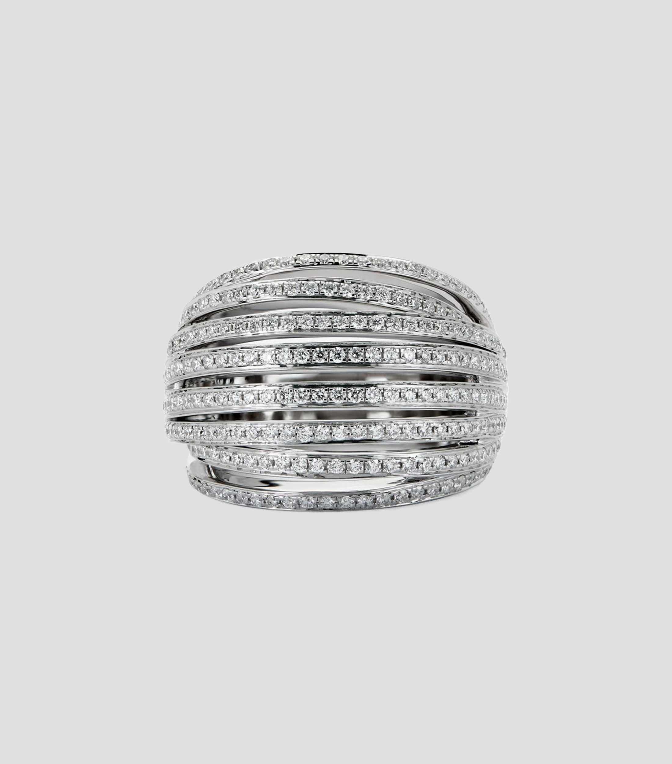 Anillo multibrazo en Oro blanco de 18 Kilates con 254 diamantes en talla brillante Mujer
