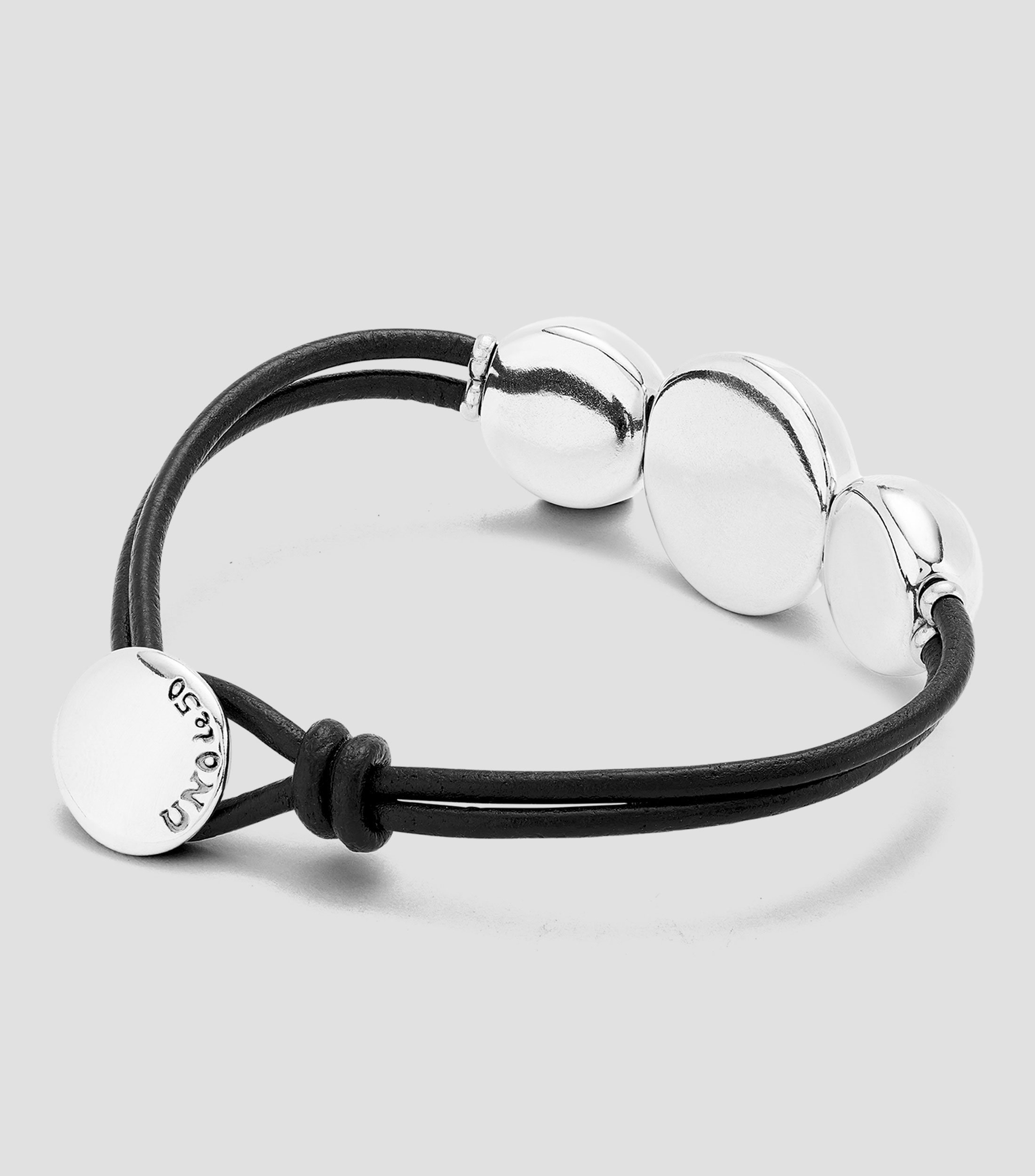Pulsera en cuero con 3 cuentas Unisex