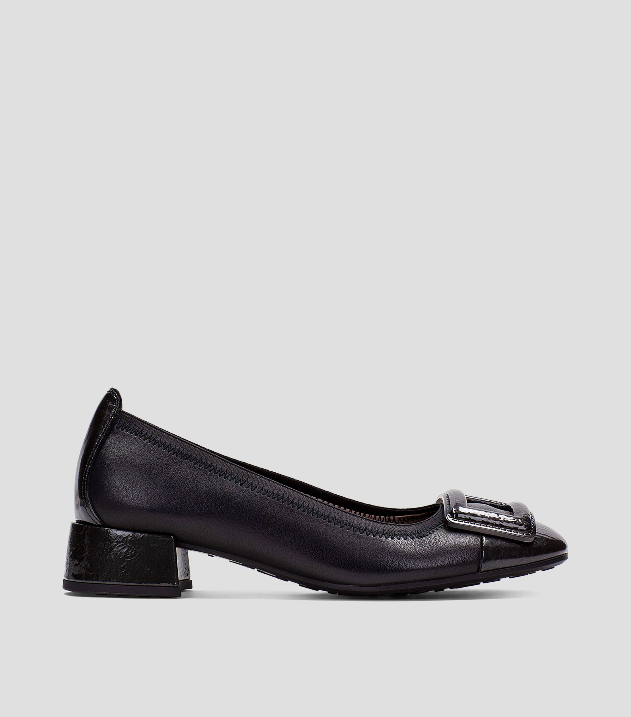 Flats Oporto en piel con tacón bajo ancho Mujer