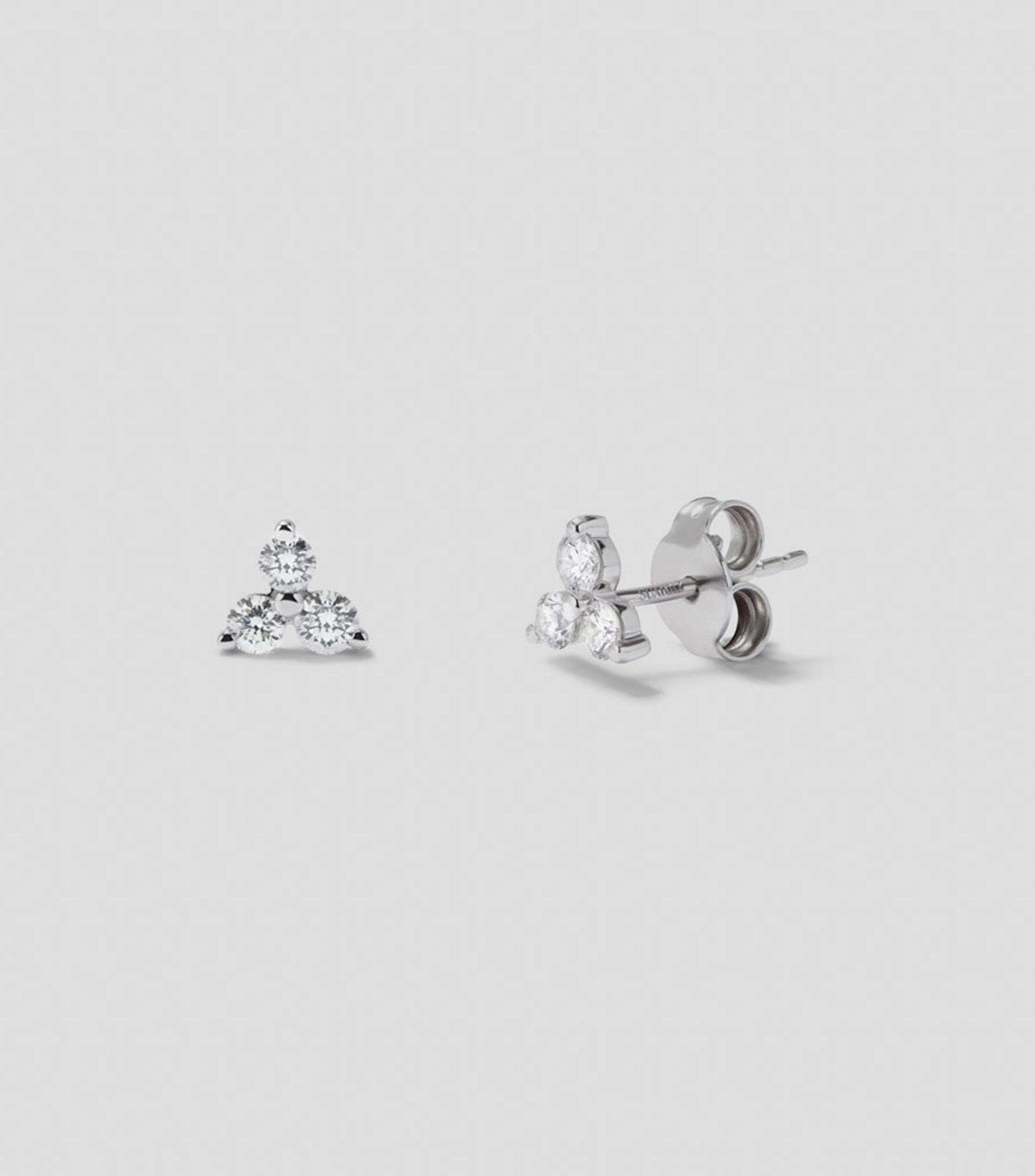 Pendientes en Oro blanco de 18 Kilates Tris Mujer