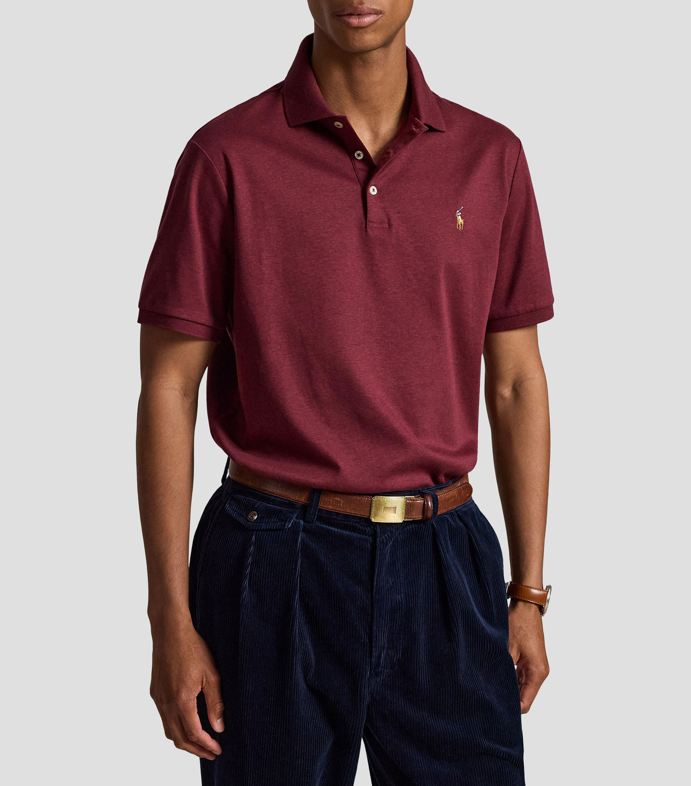 Playera tipo polo manga corta lisa Hombre