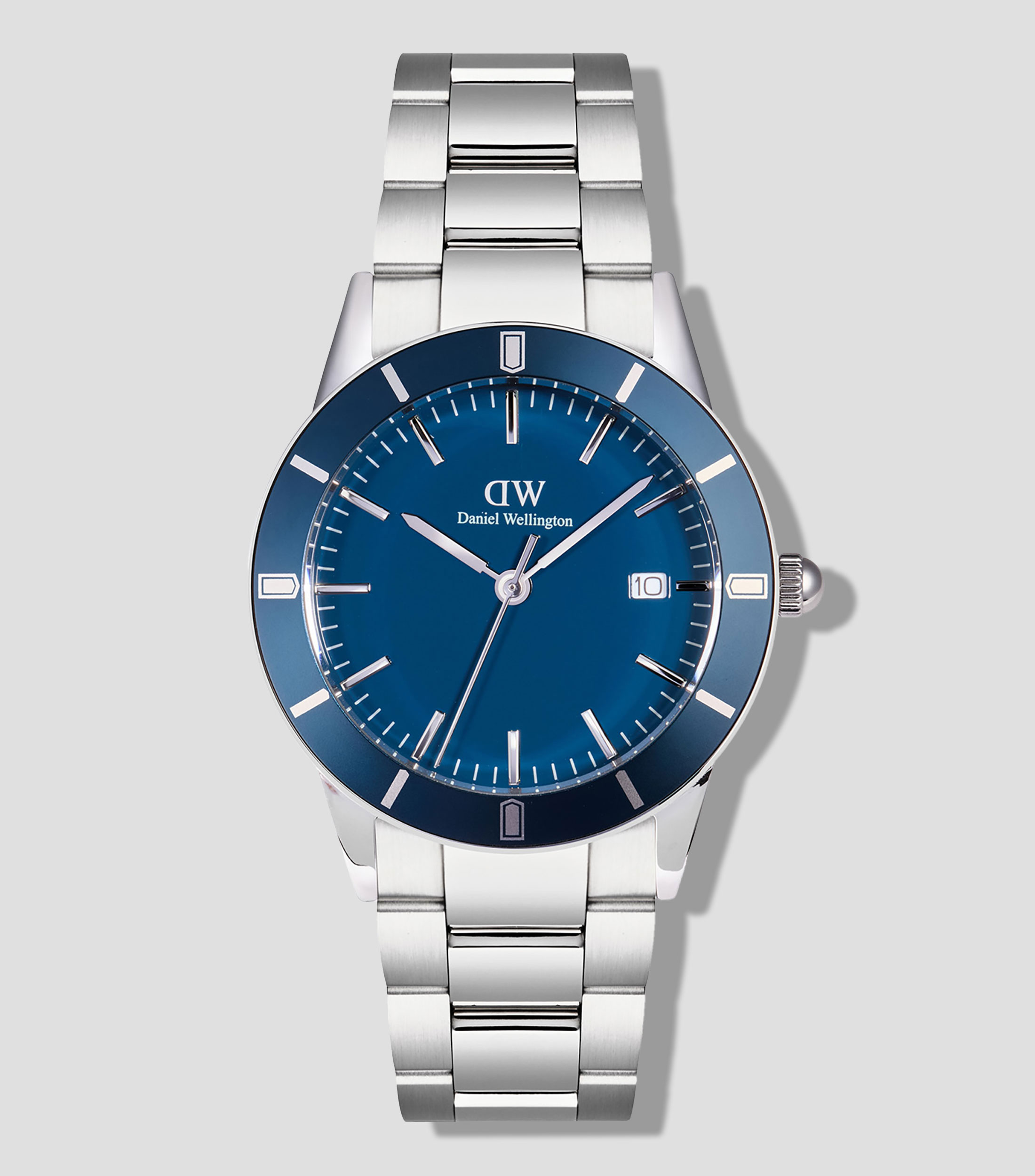 Reloj para Hombre Bezel casual plateado, azul