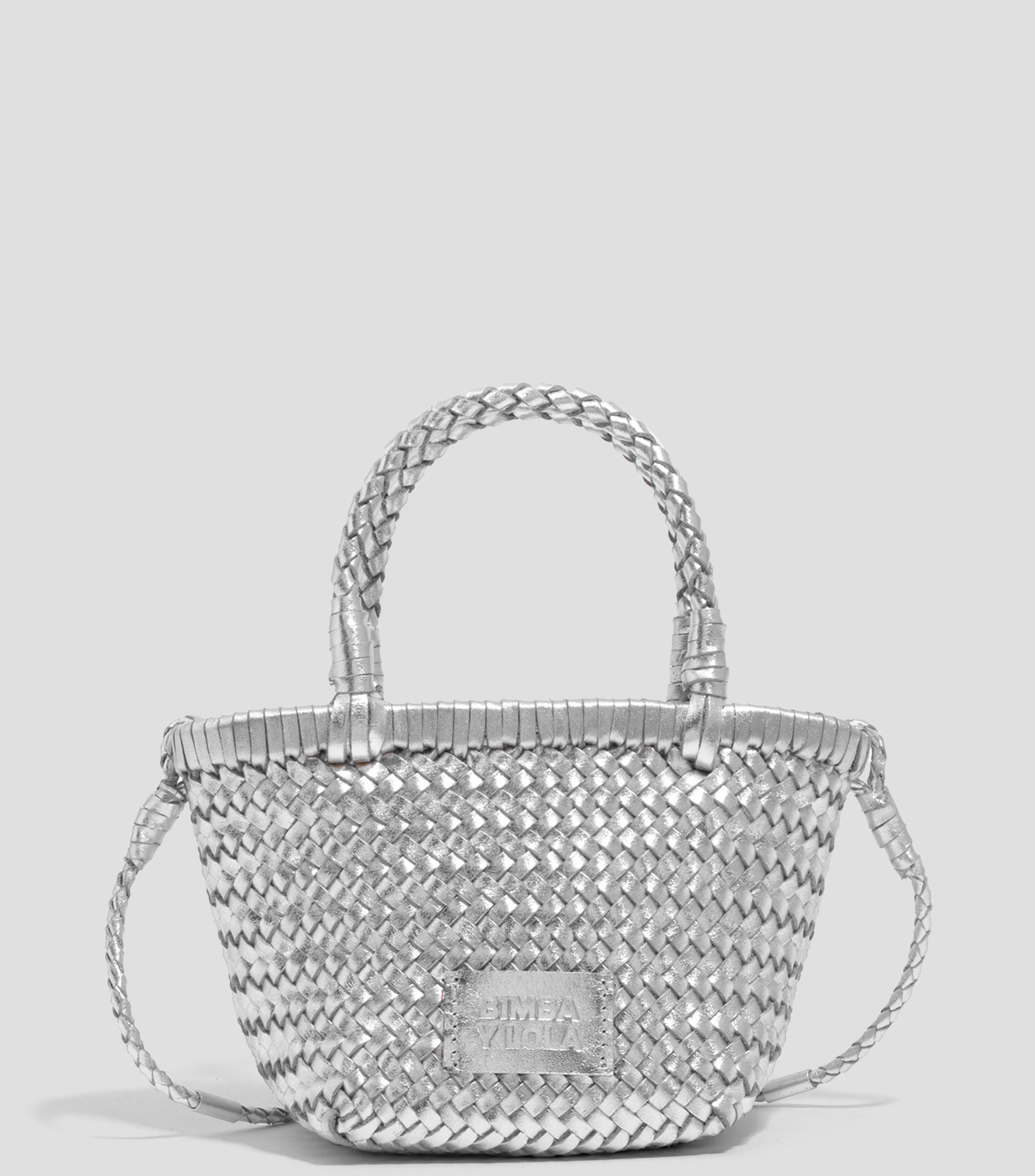 Bolso mini trenzado piel plata Mujer