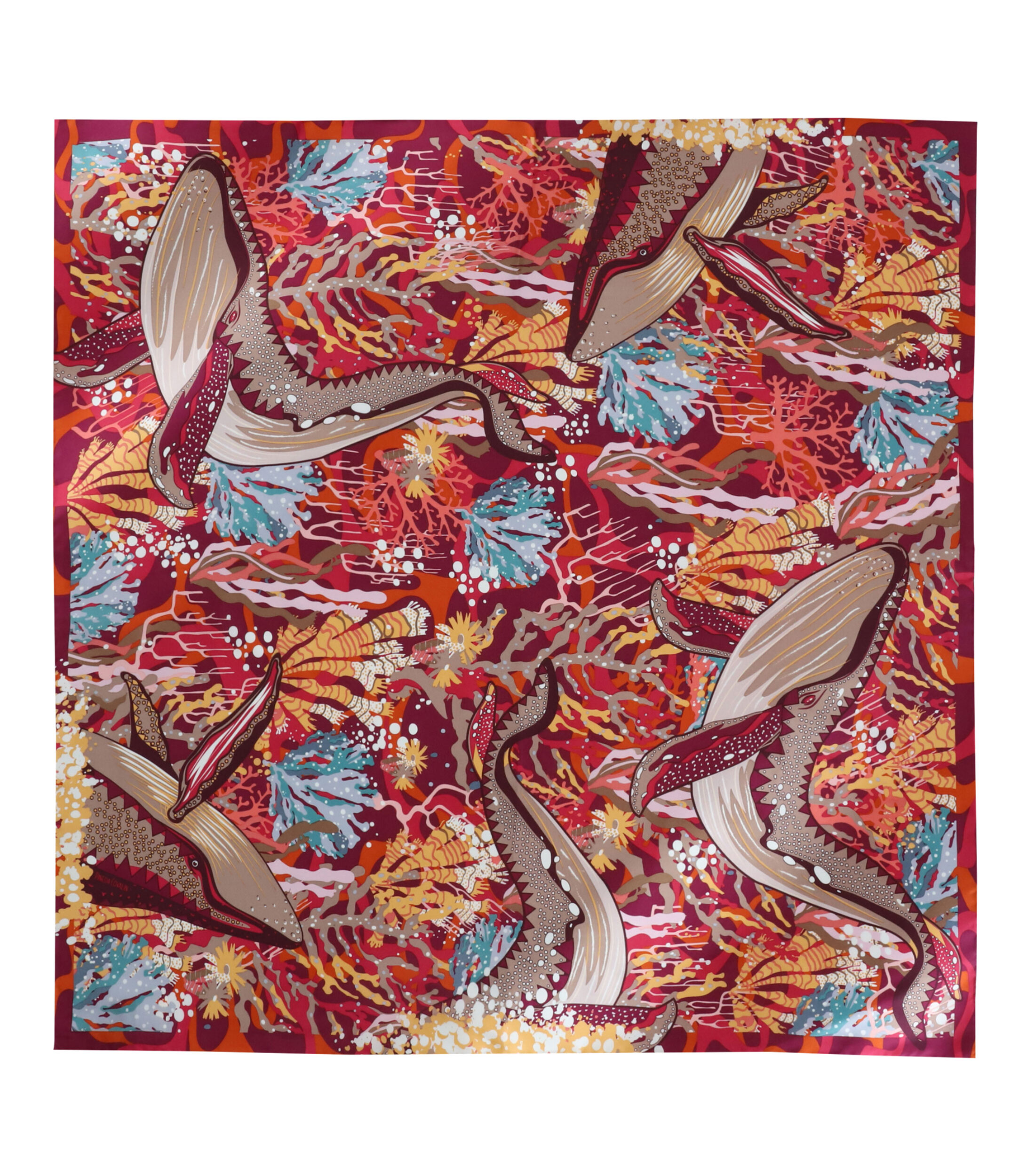 Mascada multicolor con ballenas Mujer