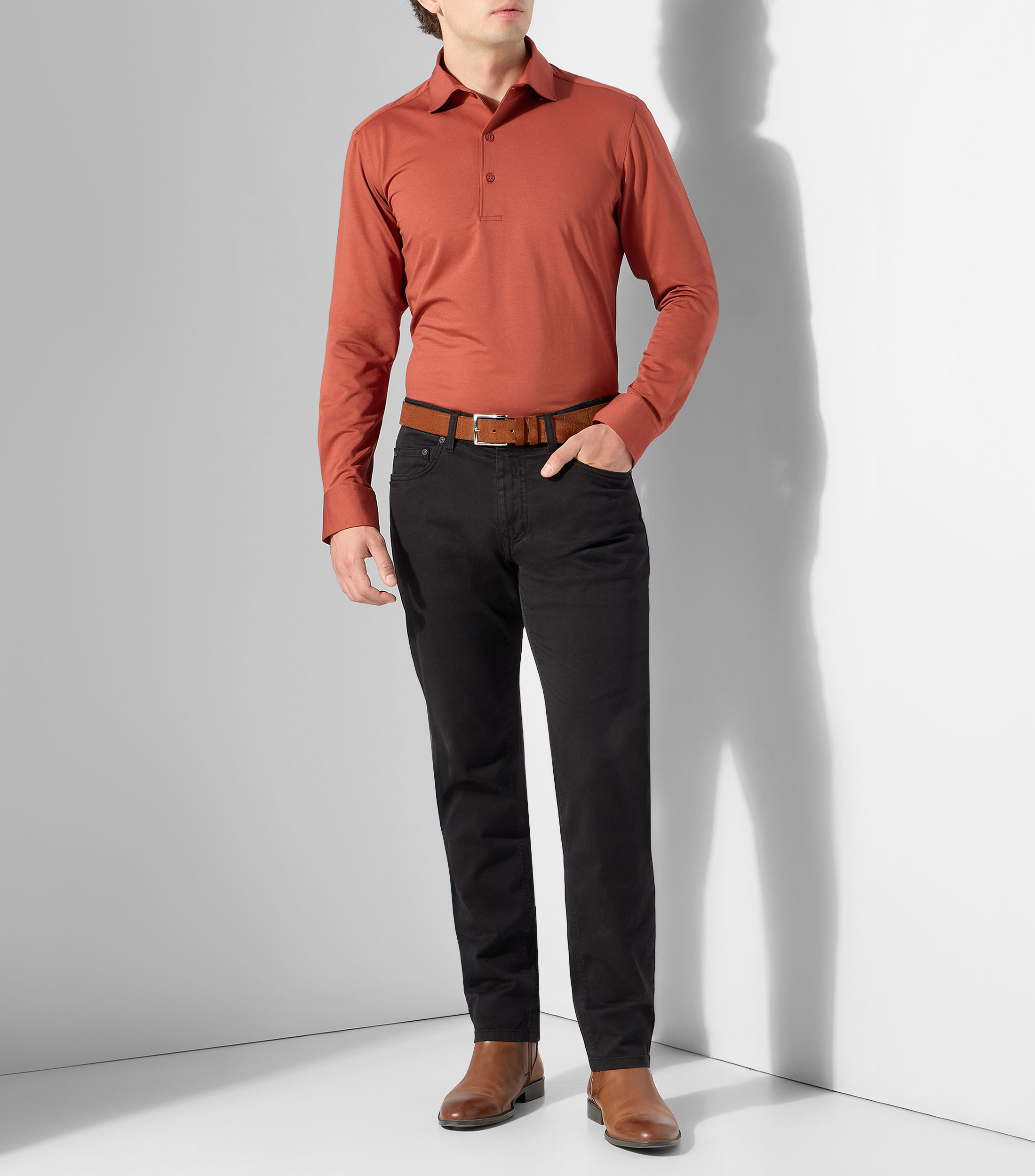 Camisa lisa manga larga Hombre