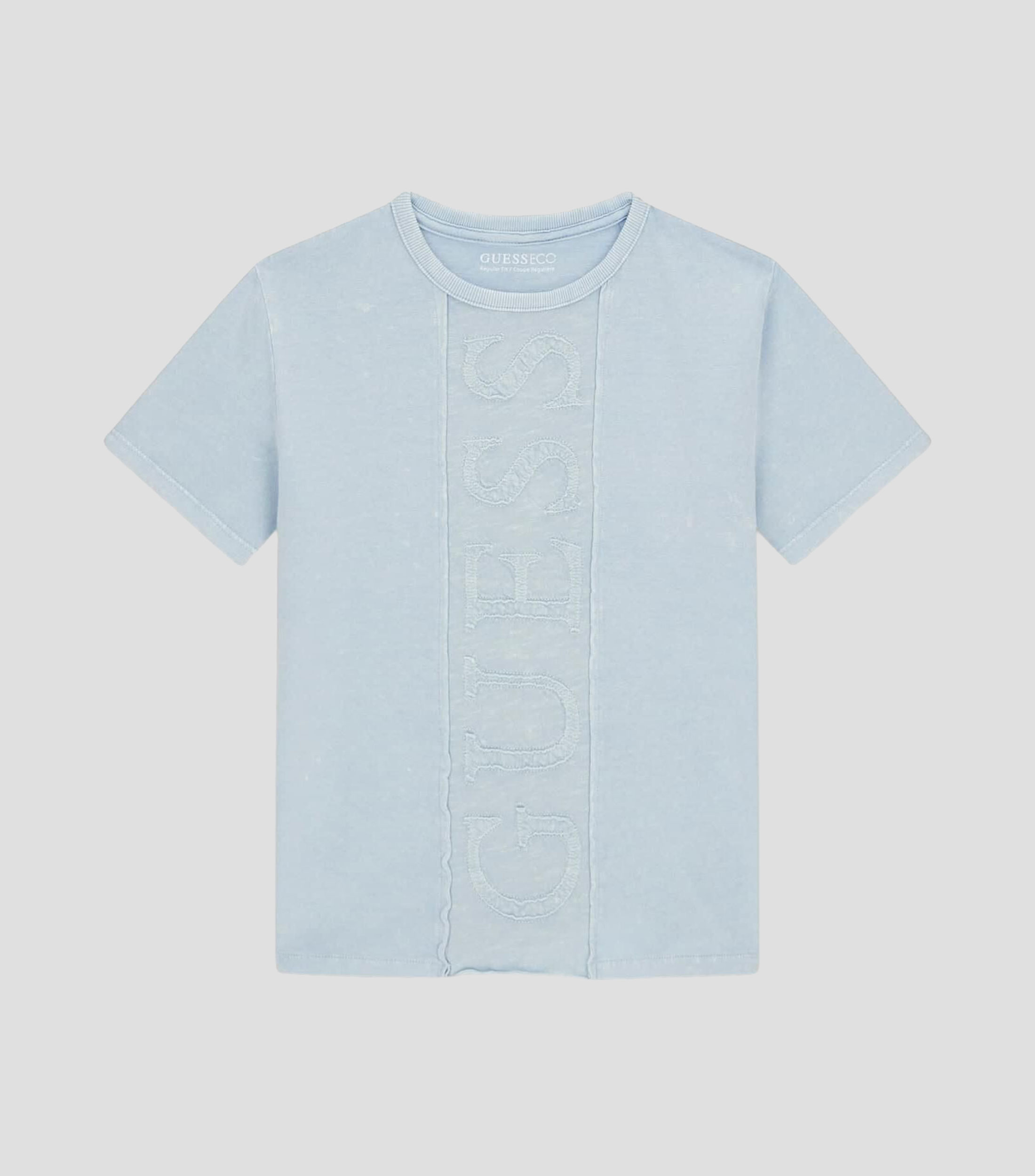 Playera cuello redondo manga corta lisa con logotipo Niño