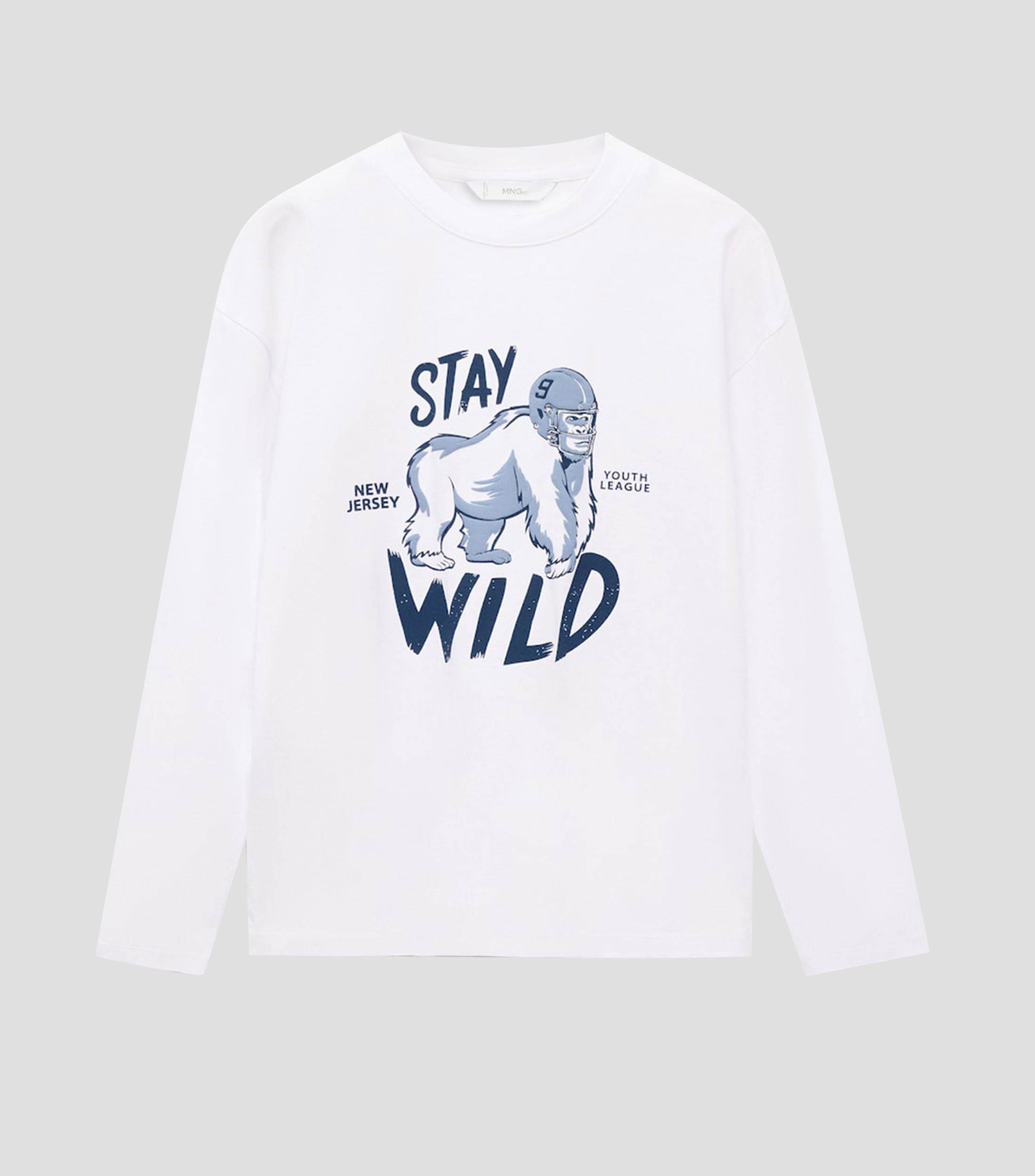 Playera cuello redondo manga larga con estampado Niño