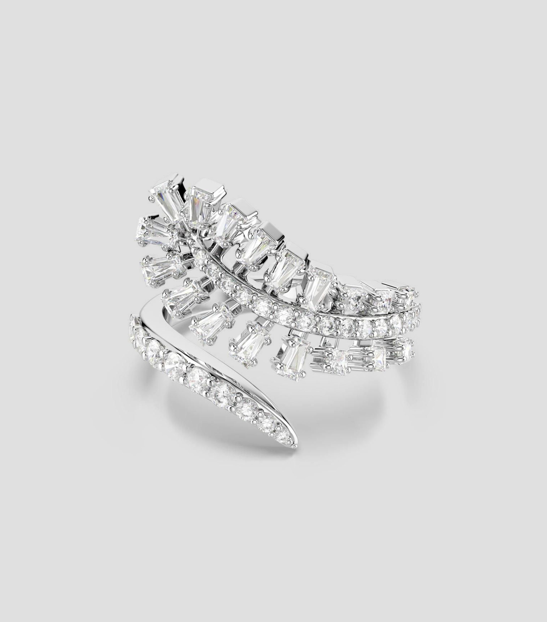 Anillo abierto con incrustaciones de cristales en corte baguette y circular Vienna Mujer