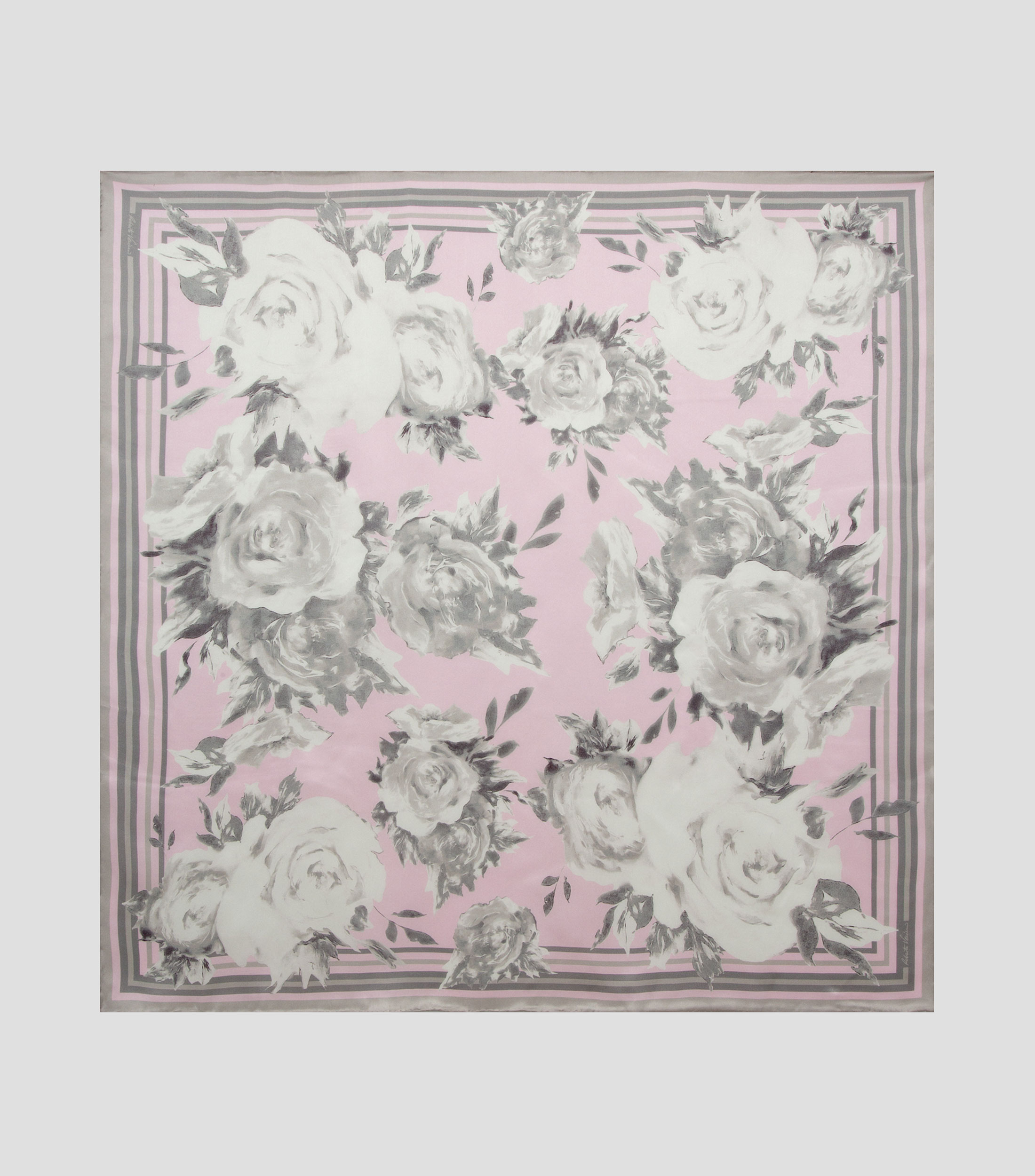 Pañuelo de seda rosa estampado Mujer