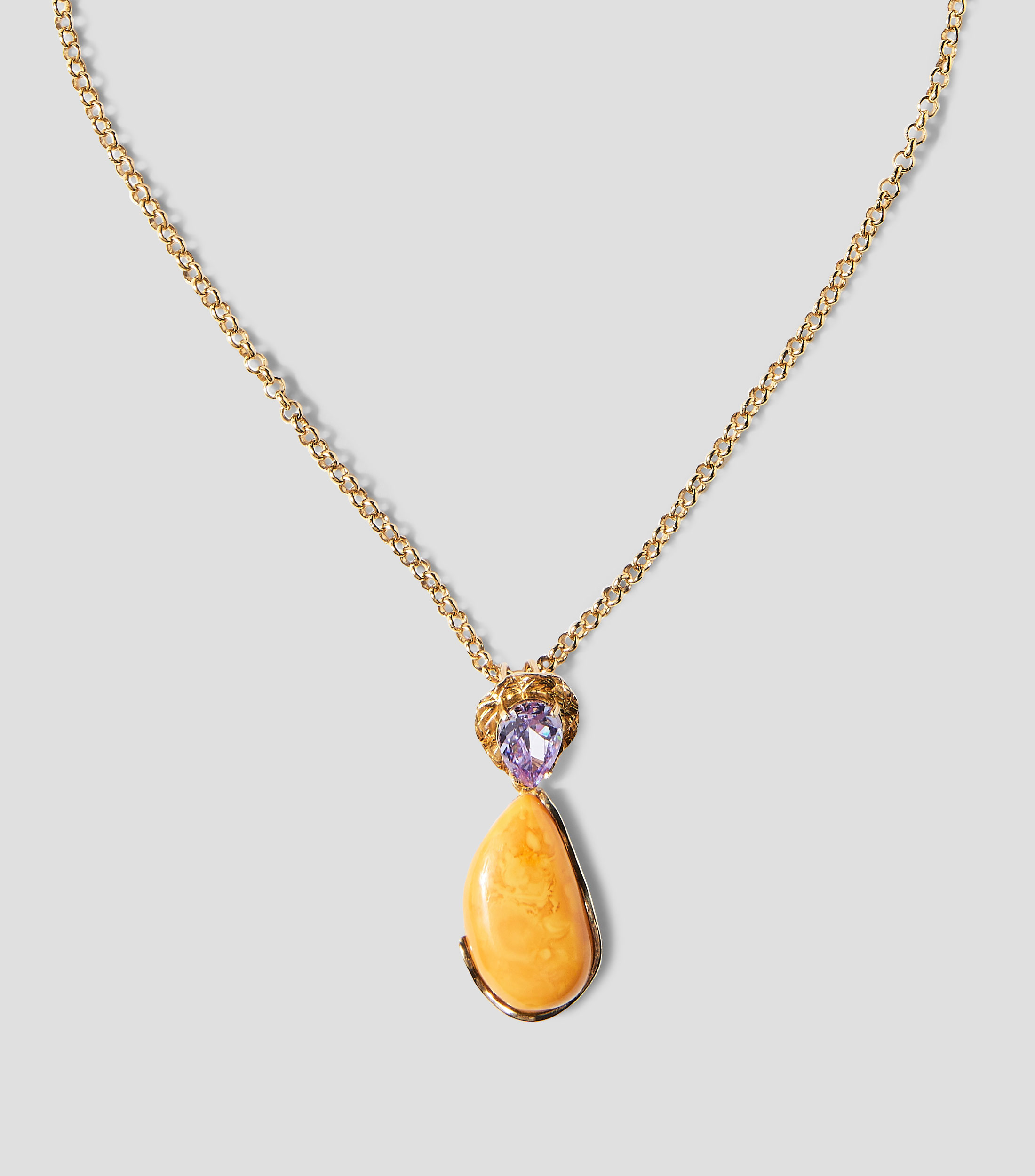 Dije con cadena y ámbar báltico Mujer