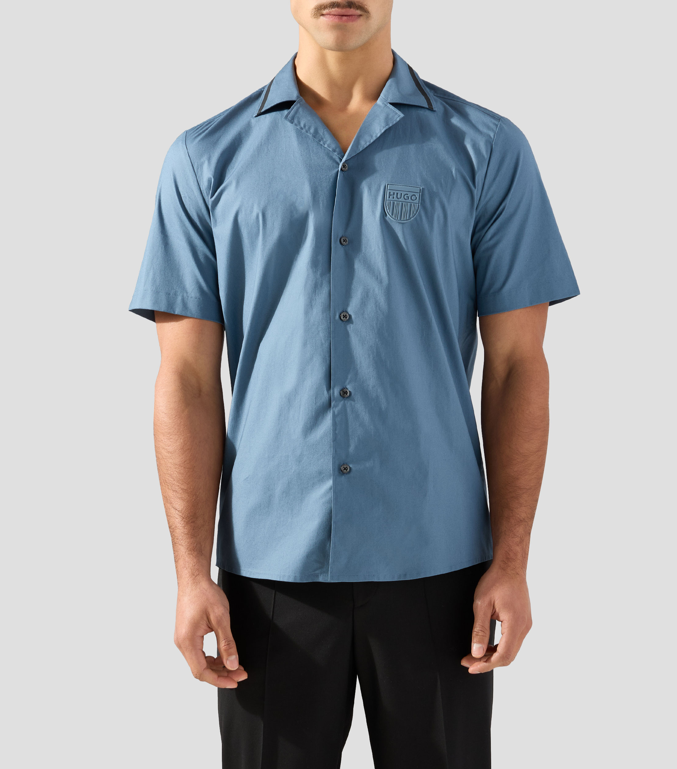 Camisa lisa manga corta Ellino Hombre