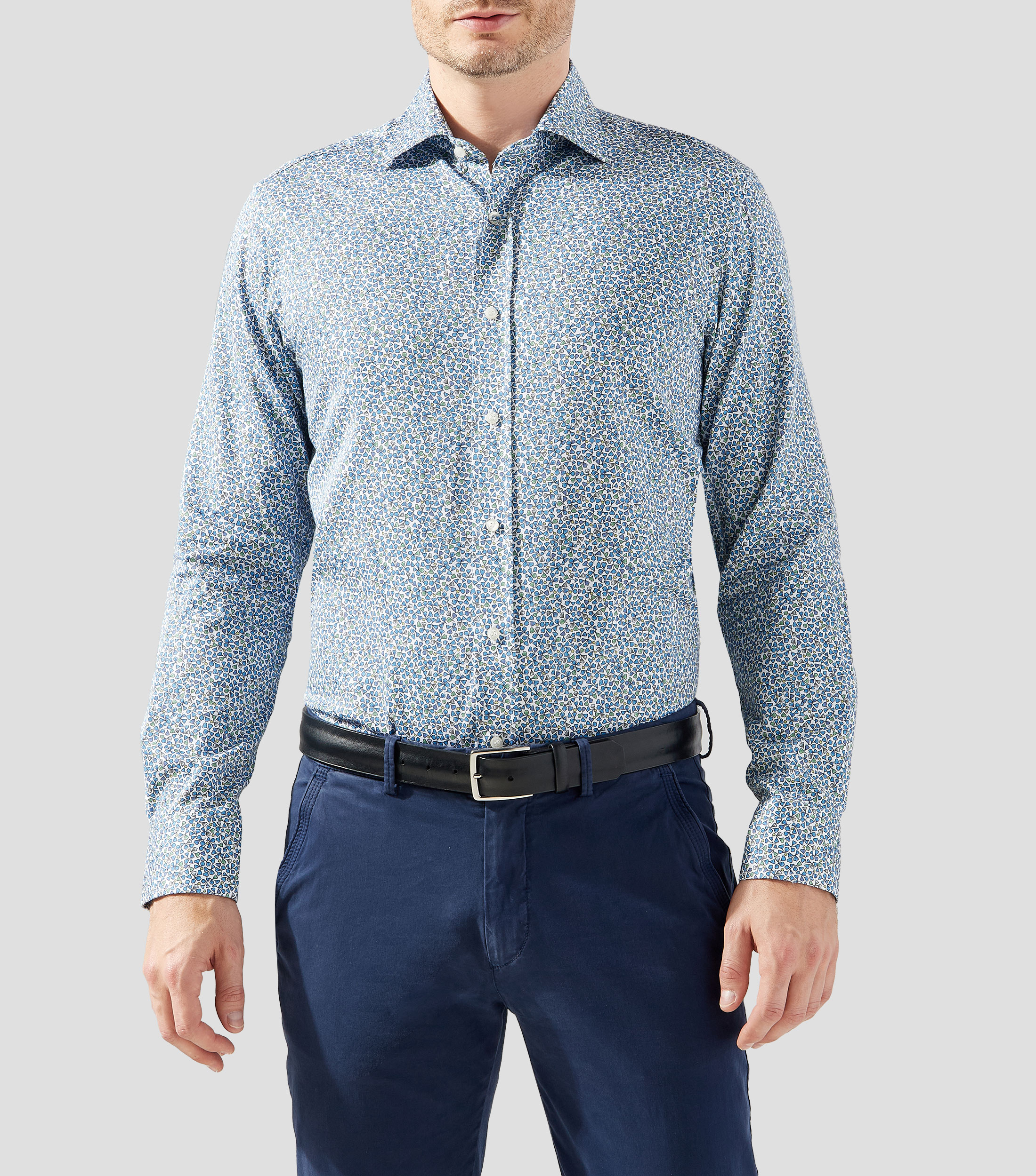 Camisa estampada manga larga Hombre