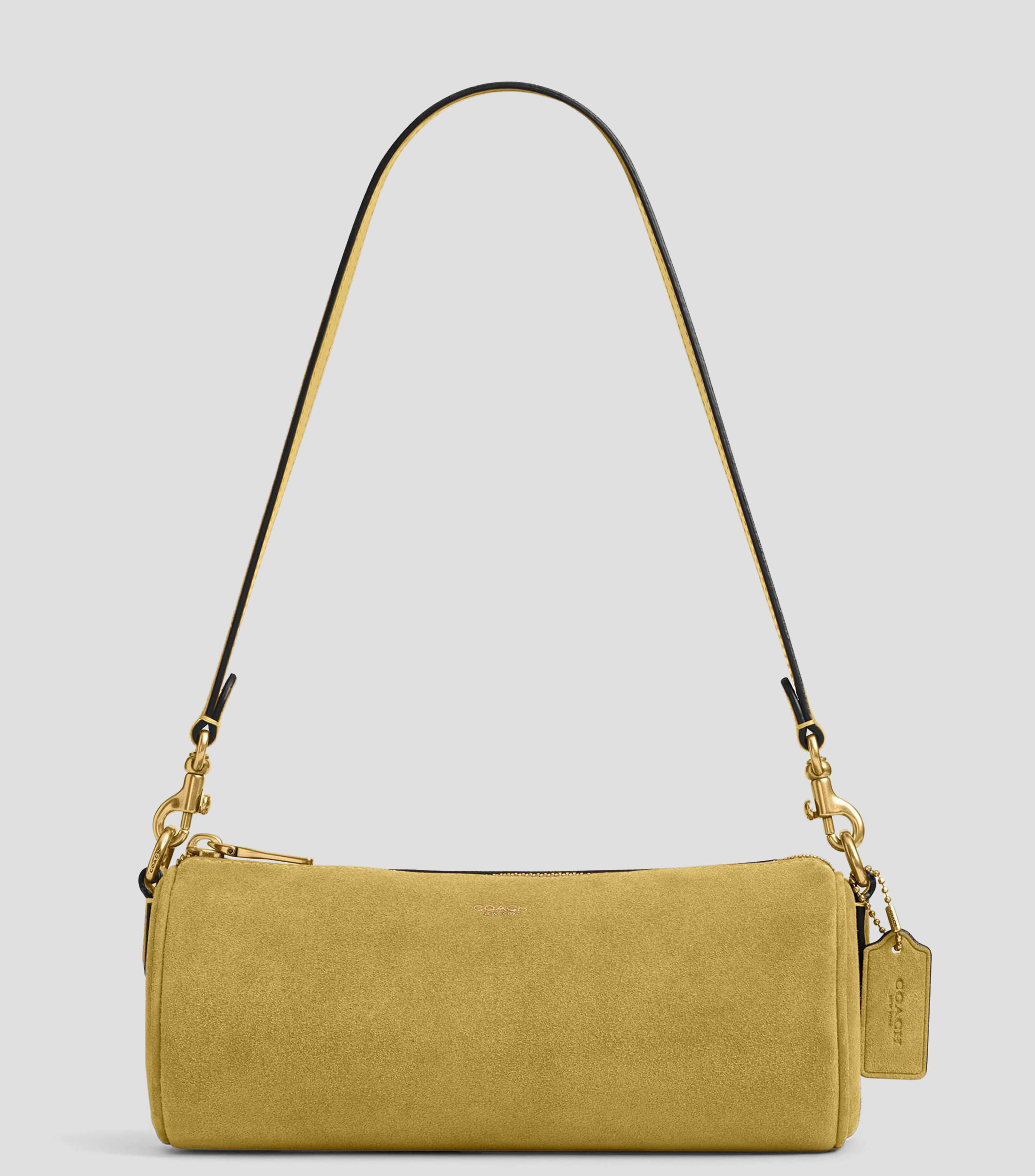 Bolsa shoulder verde en piel Barrel lisa Mujer