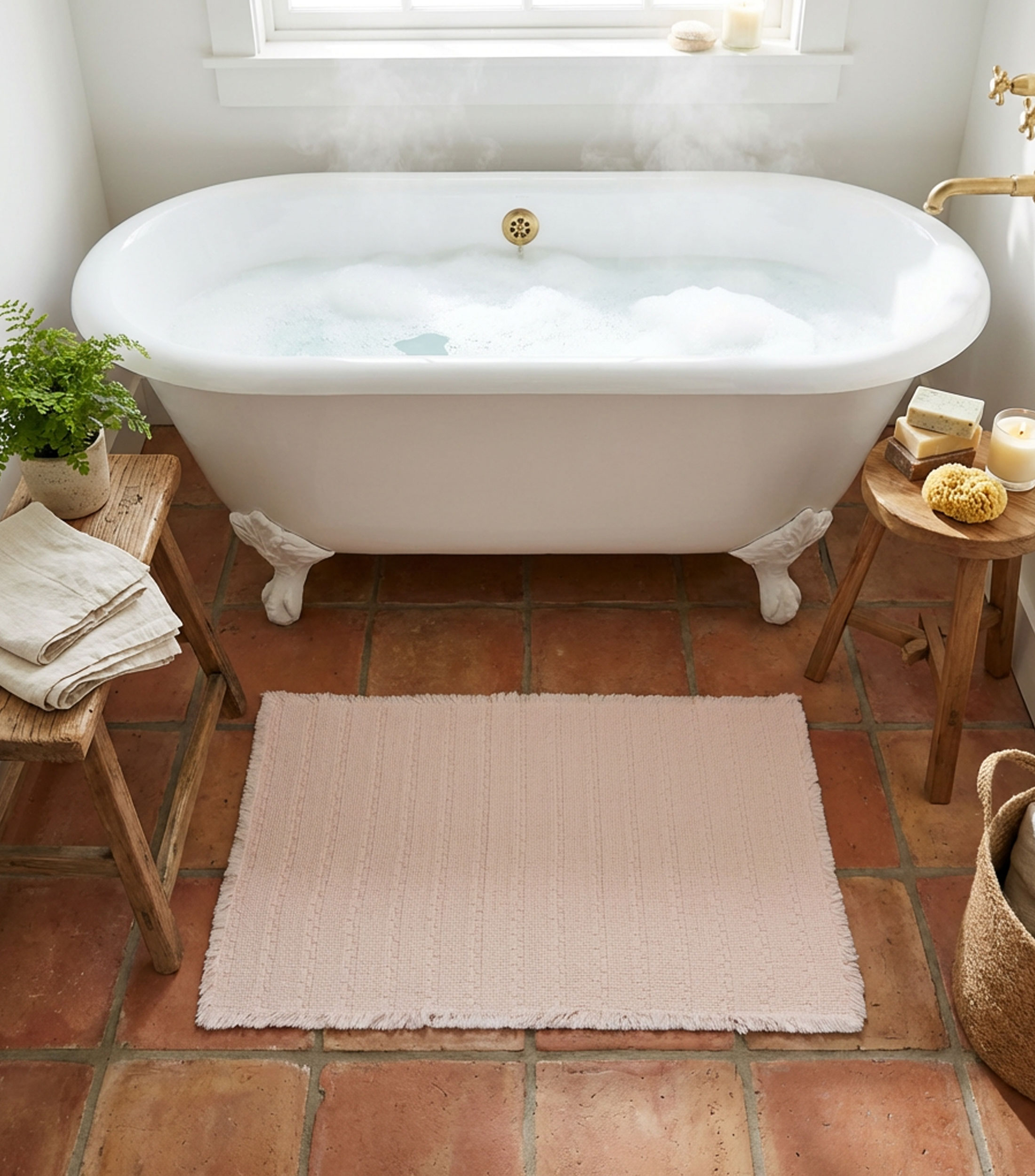 Tapete de baño Joy rosa rectangular