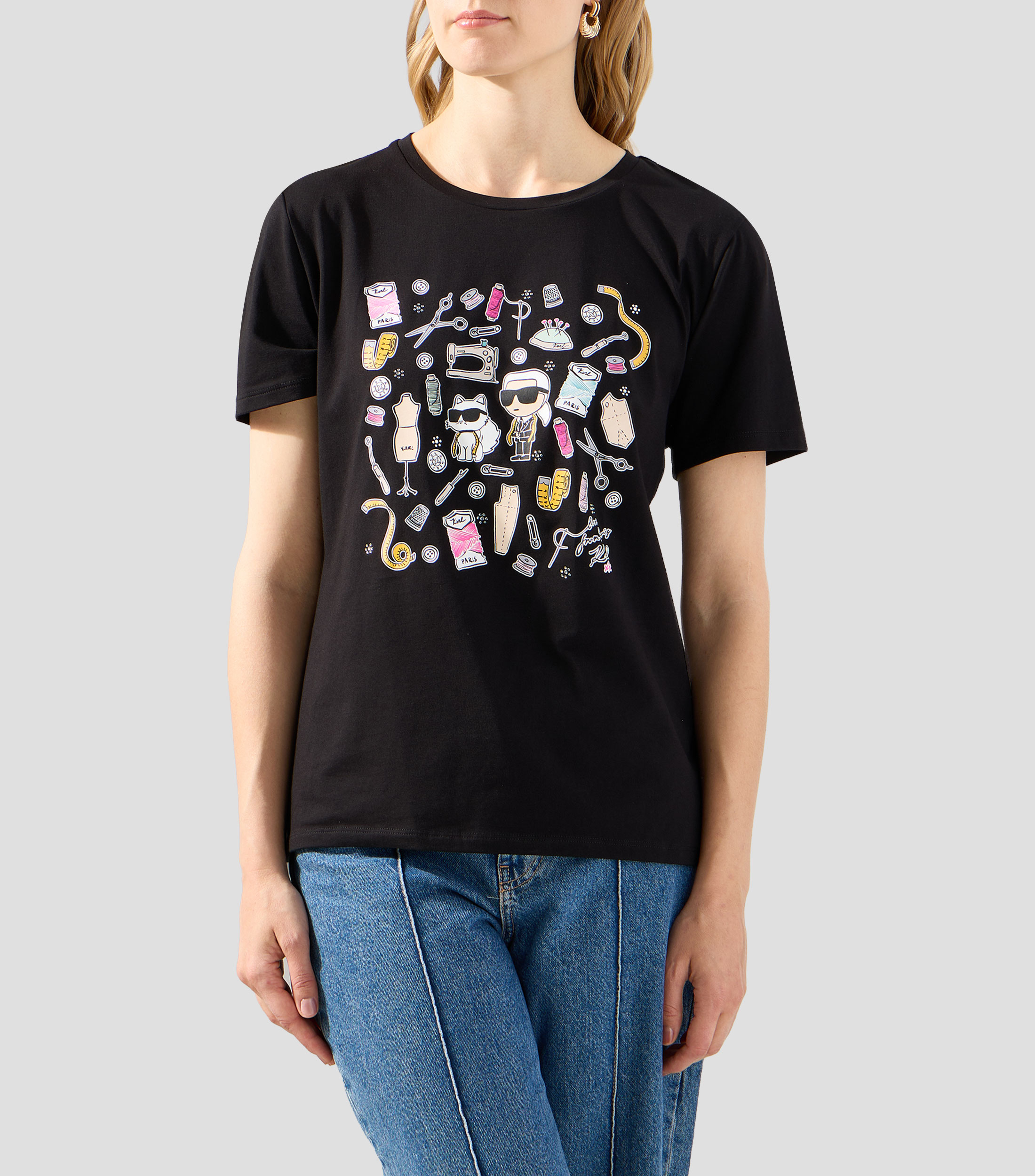 Playera cuello redondo manga corta estampada Mujer