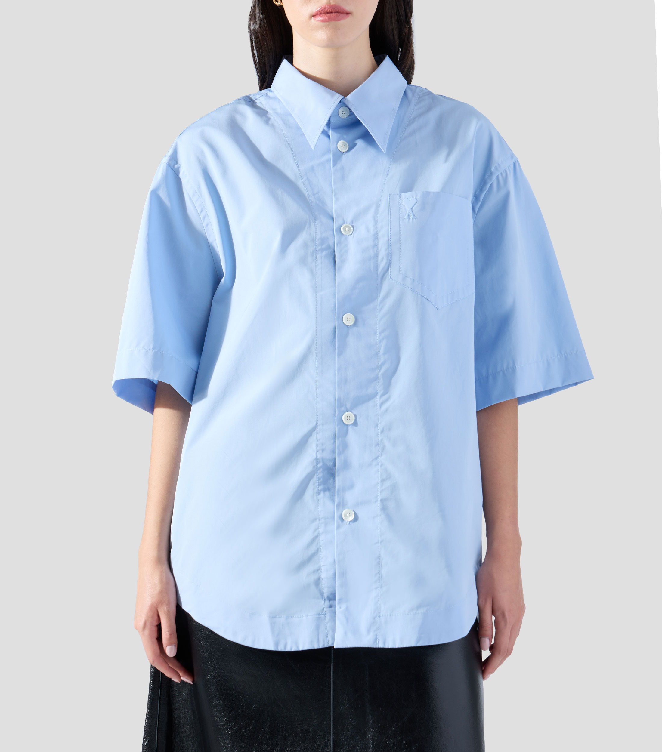 Camisa lisa con manga corta Mujer