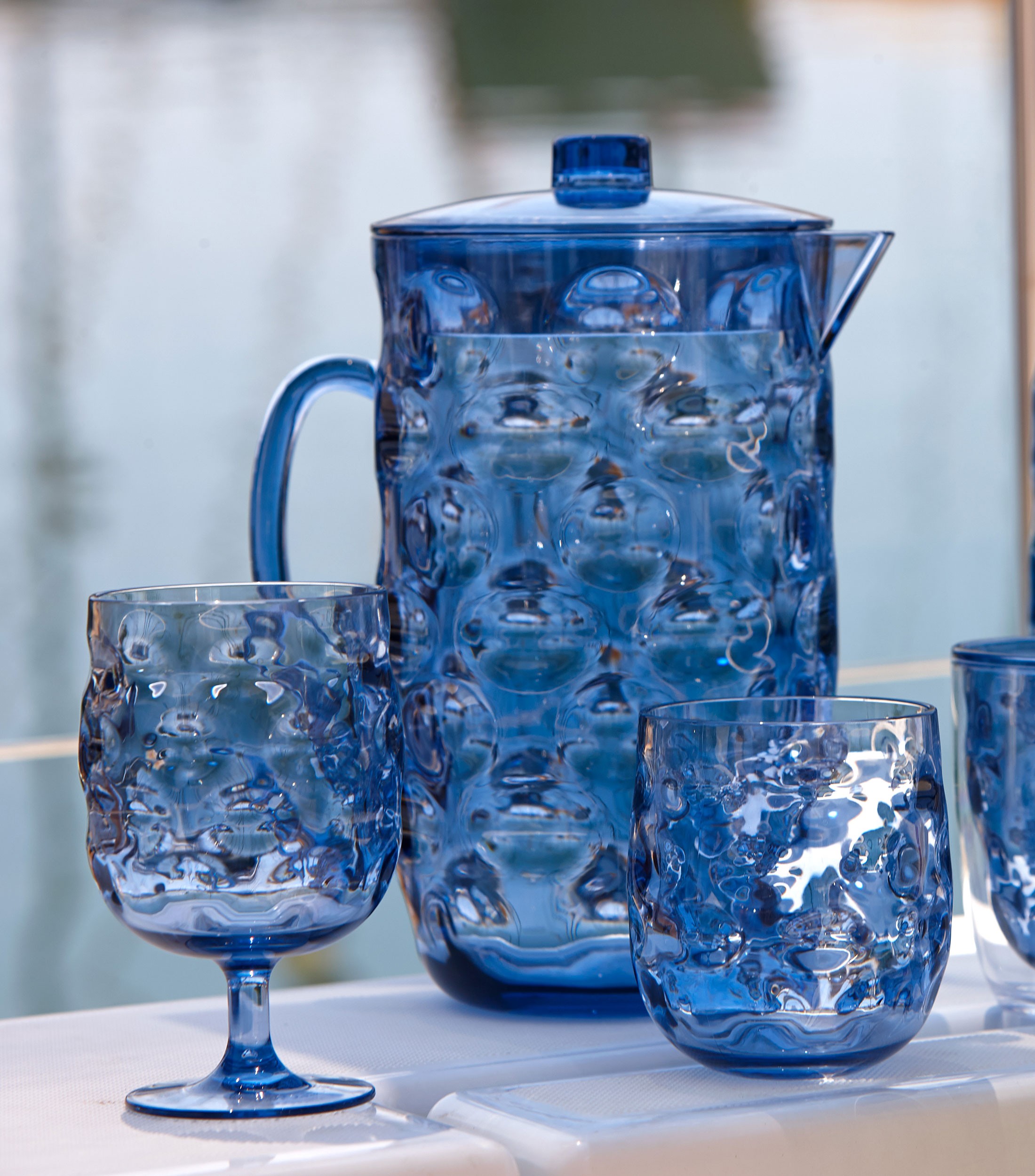 Set de 6 copas de vino tinto Moon azul