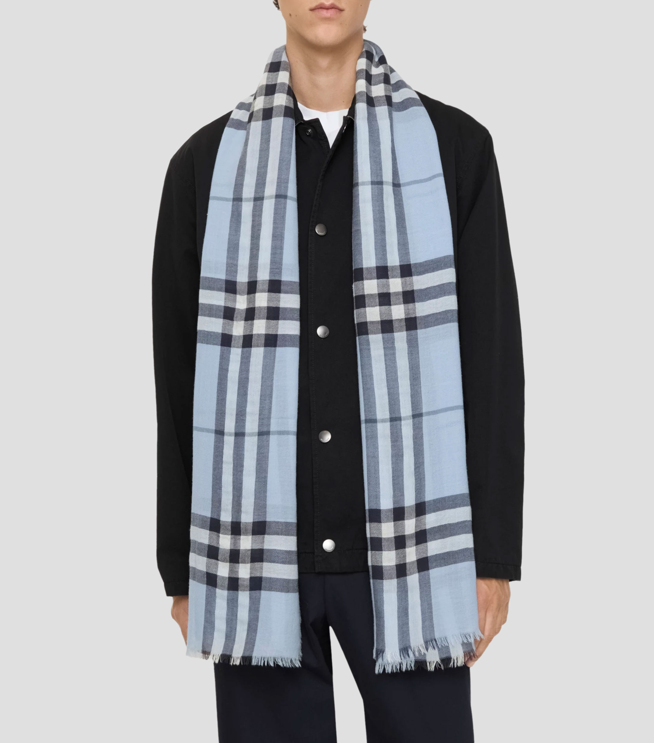 Pañuelo ancho en lana Check Mujer