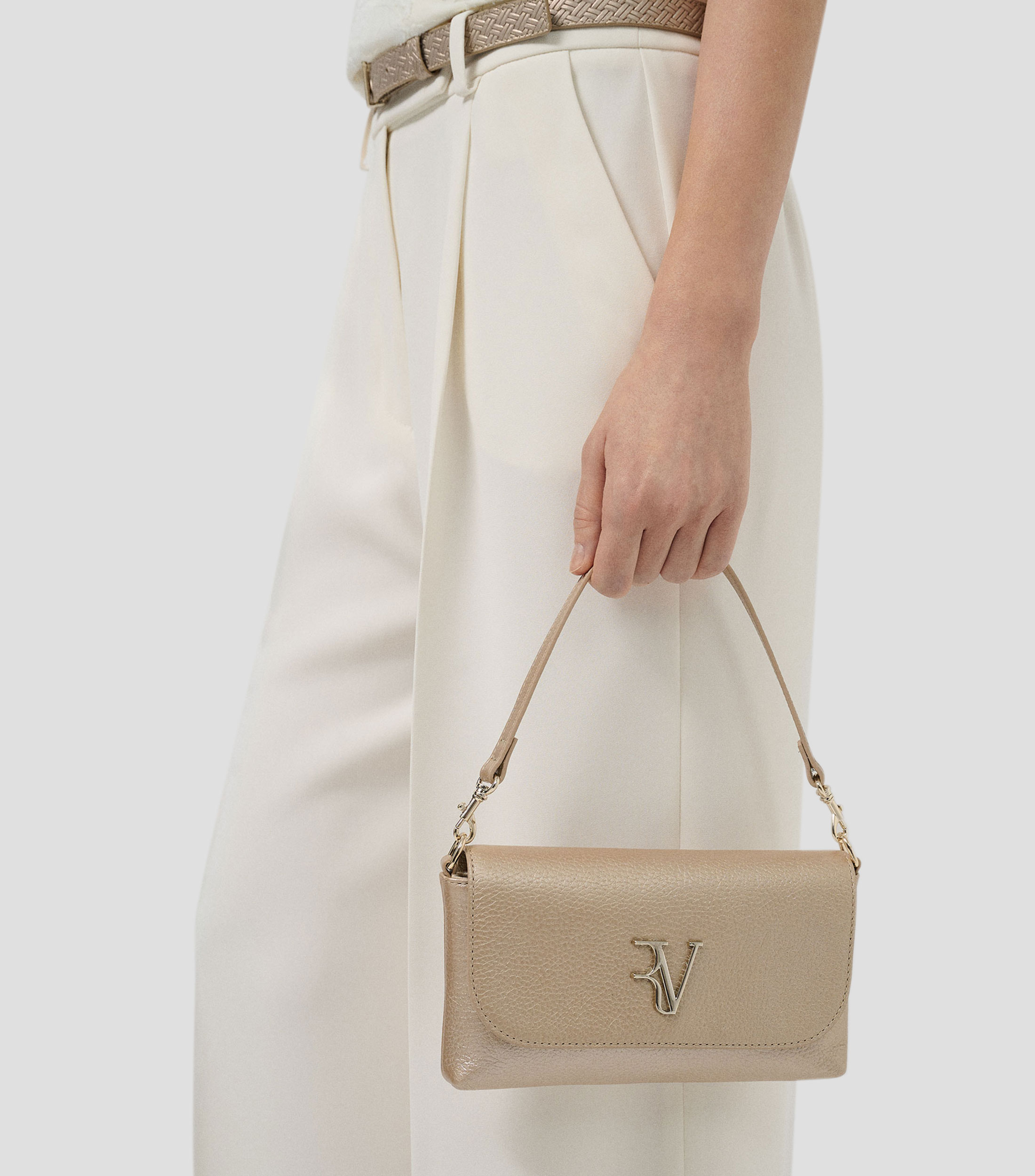 Bolsa clutch dorada en piel Rita Lisa Mujer