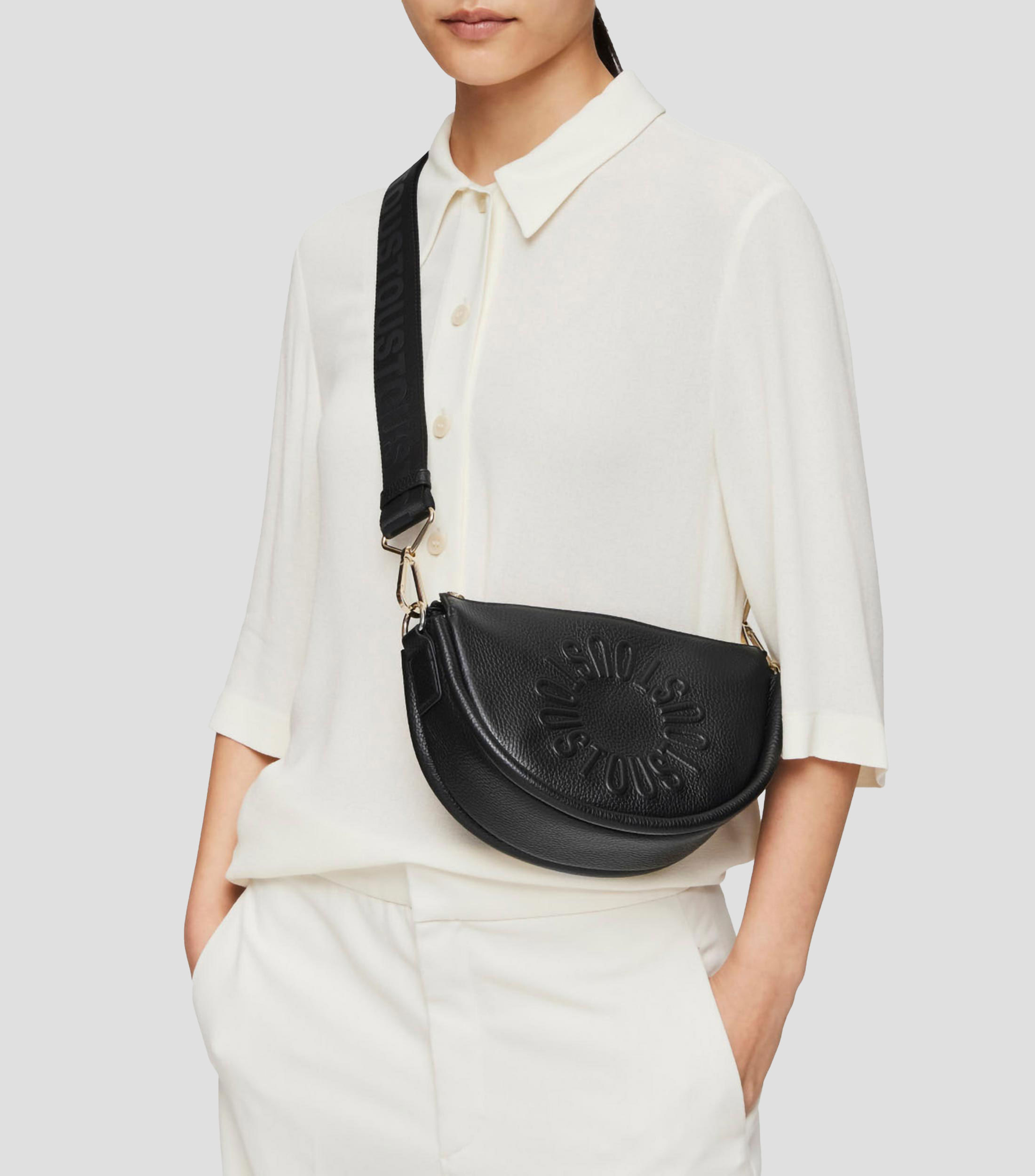 Bolso Crossbody negro en piel Miranda texturizado Mujer
