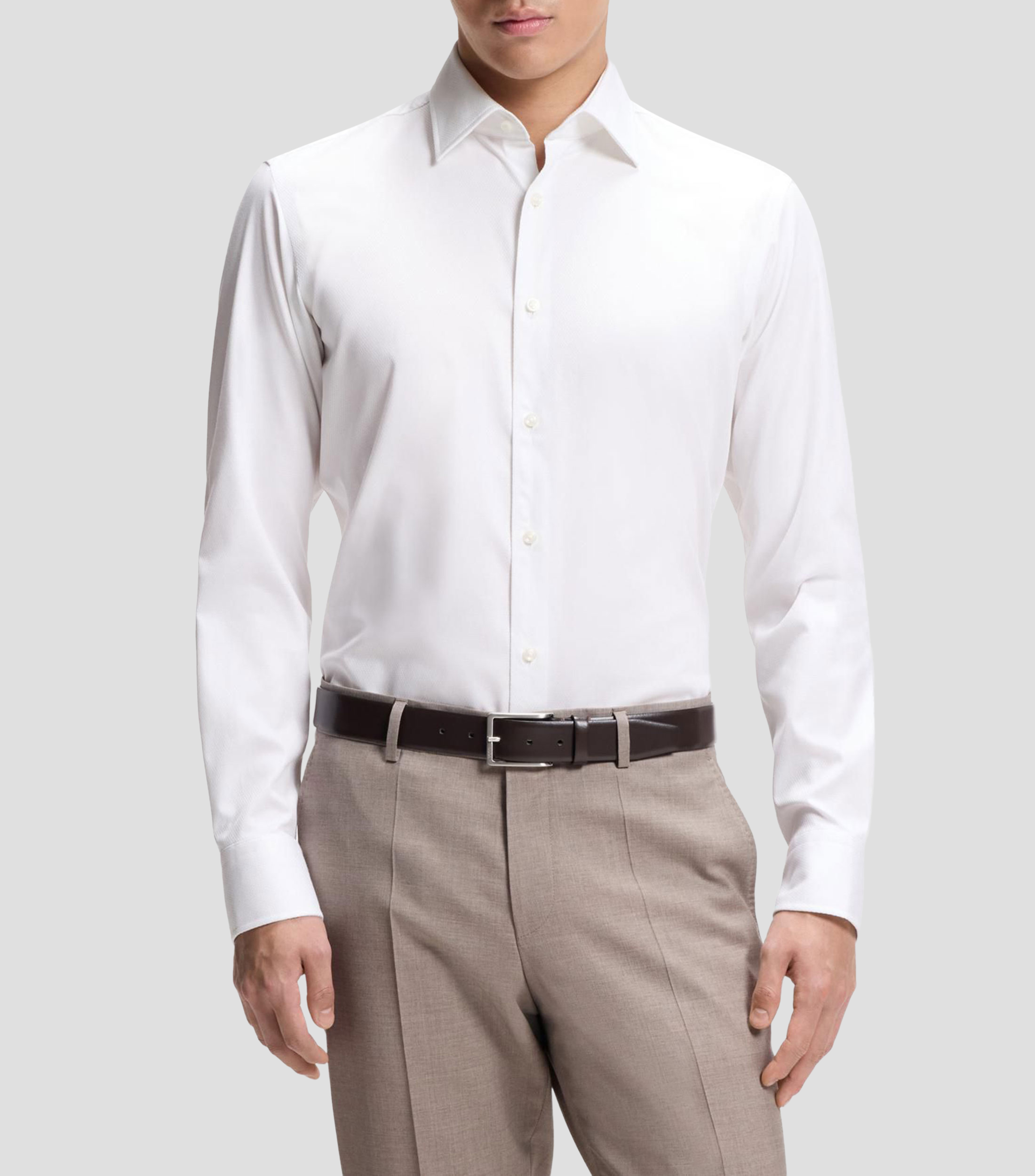 Camisa regular en dobby de algodón elástico de planchado fácil Hombre
