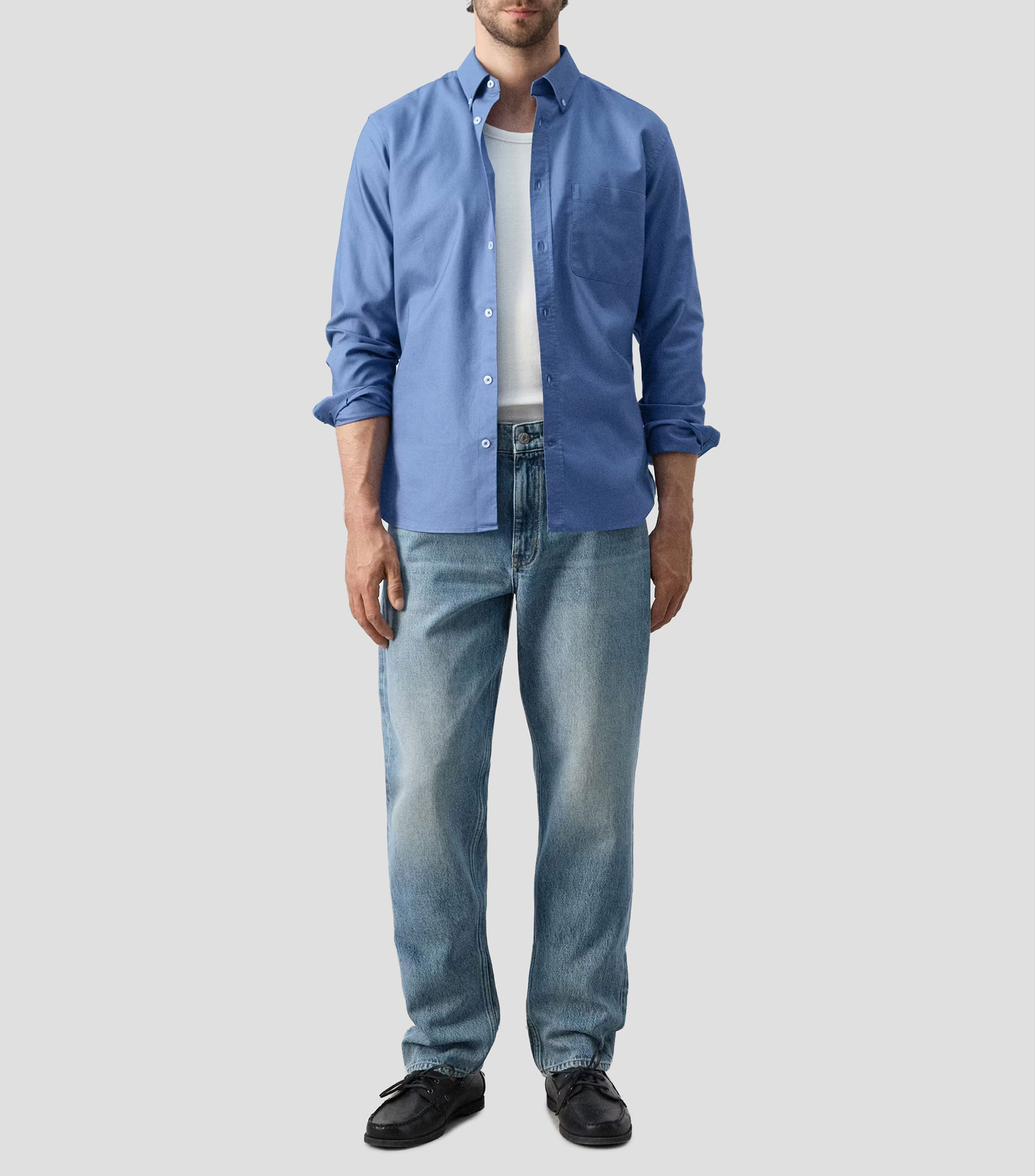 Camisa lisa manga larga Hombre