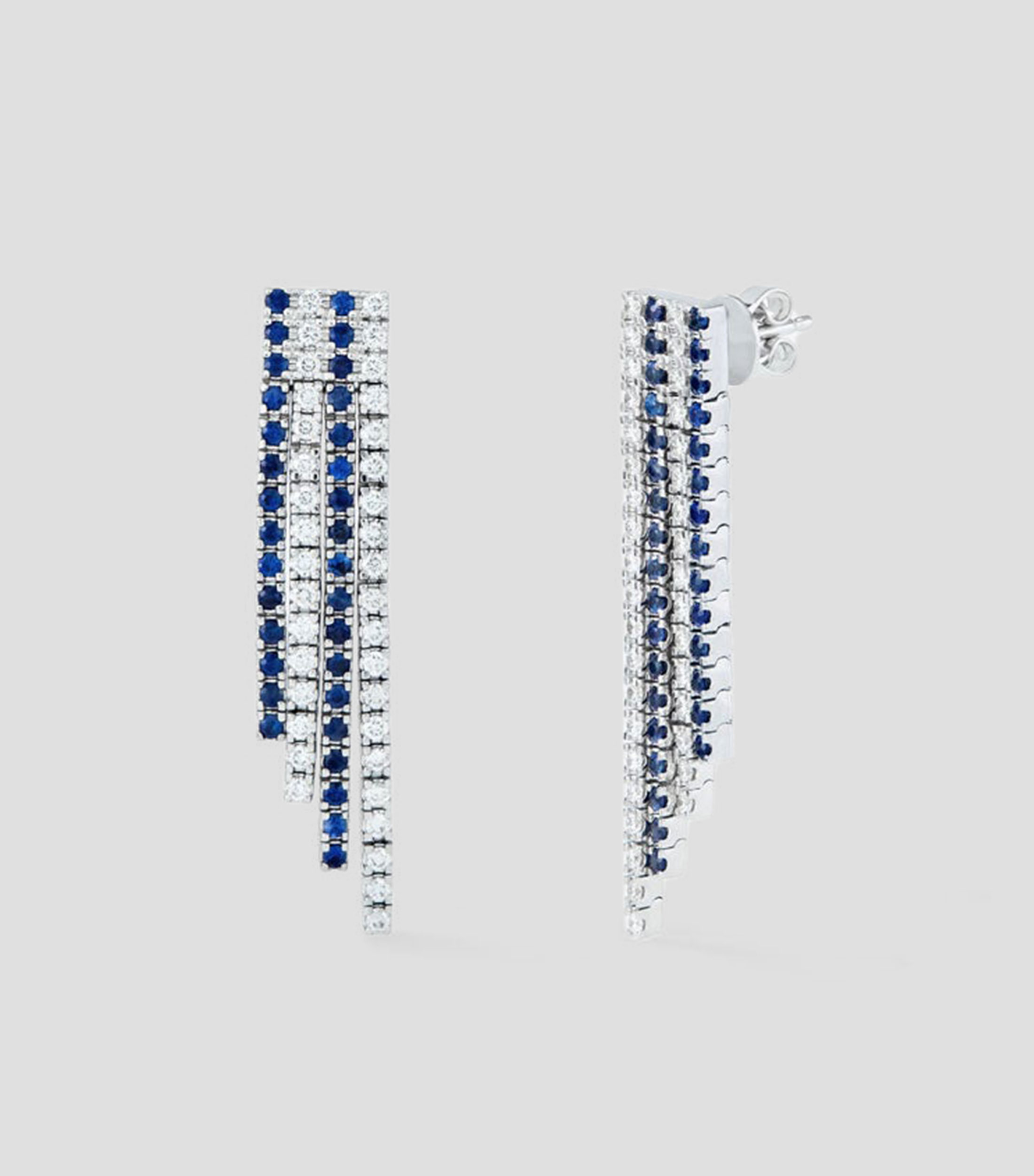 Pendientes en oro blanco de 18 kilates con diamantes y zafiro Mujer