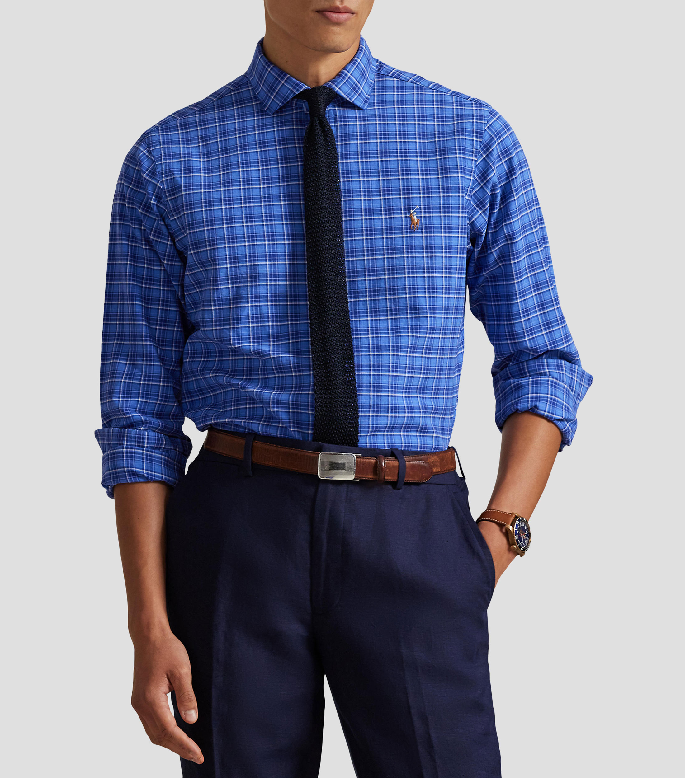 Camisa cuadros manga larga Hombre