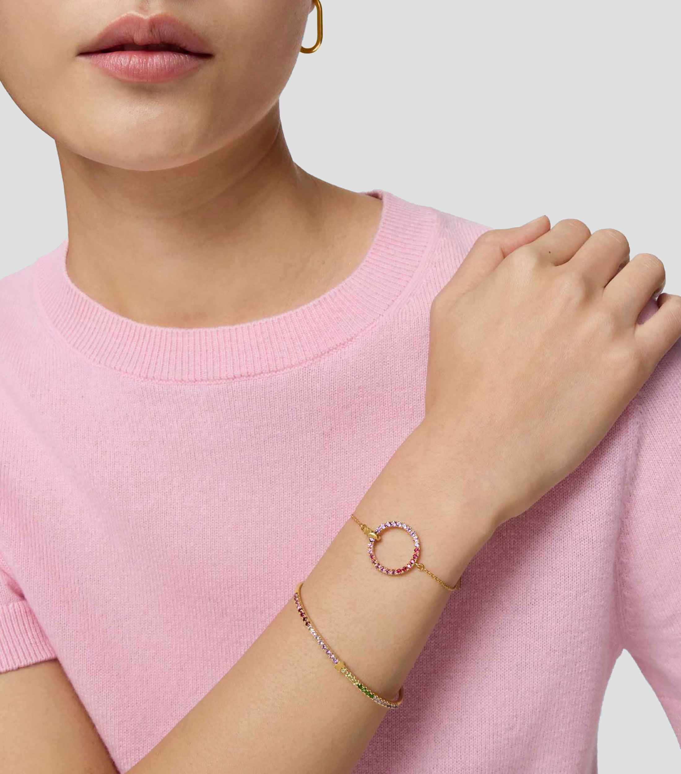Pulsera en plata con rodolita y amatista Straight Mujer