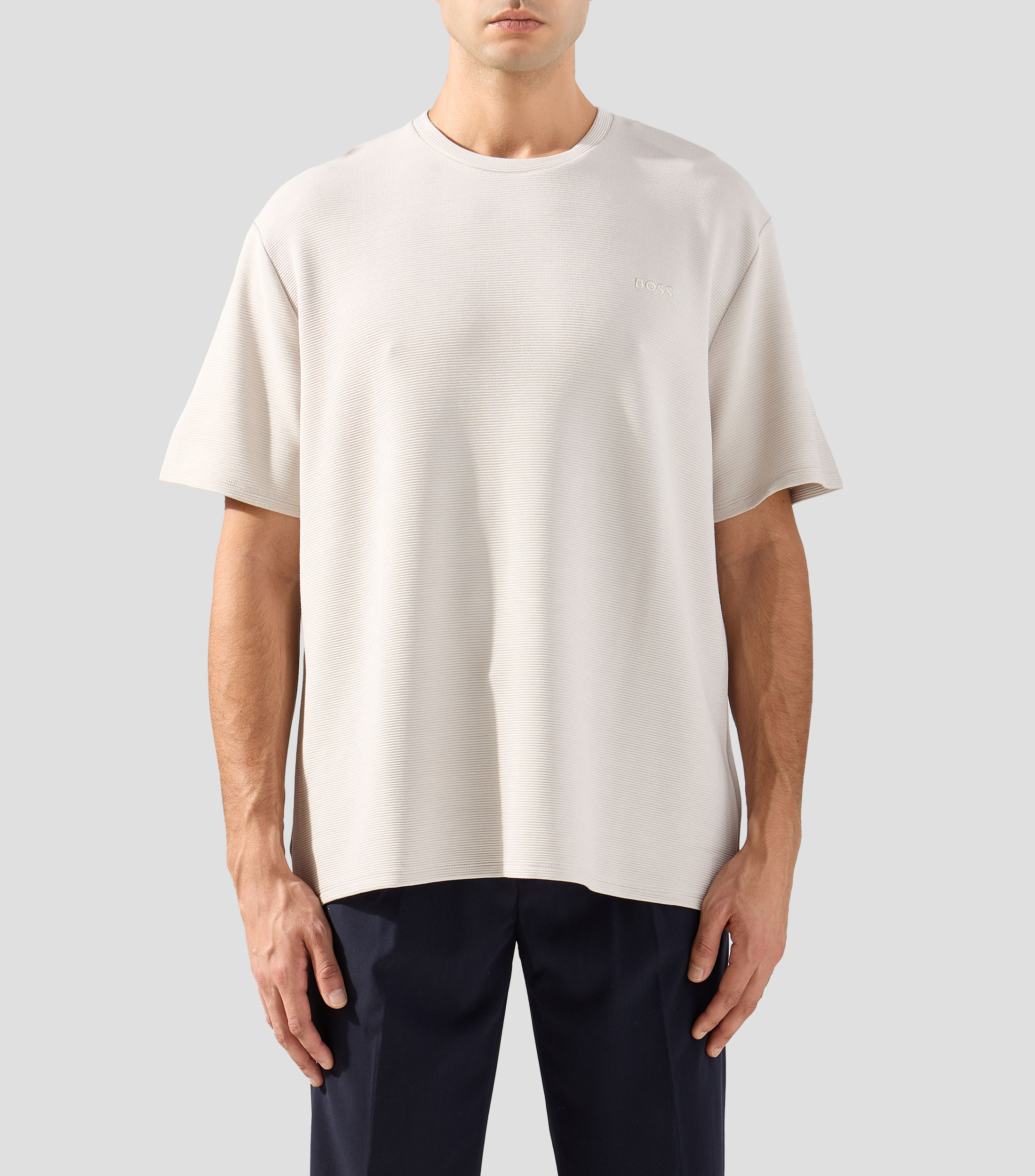 Playera cuello redondo manga corta rayas Hombre