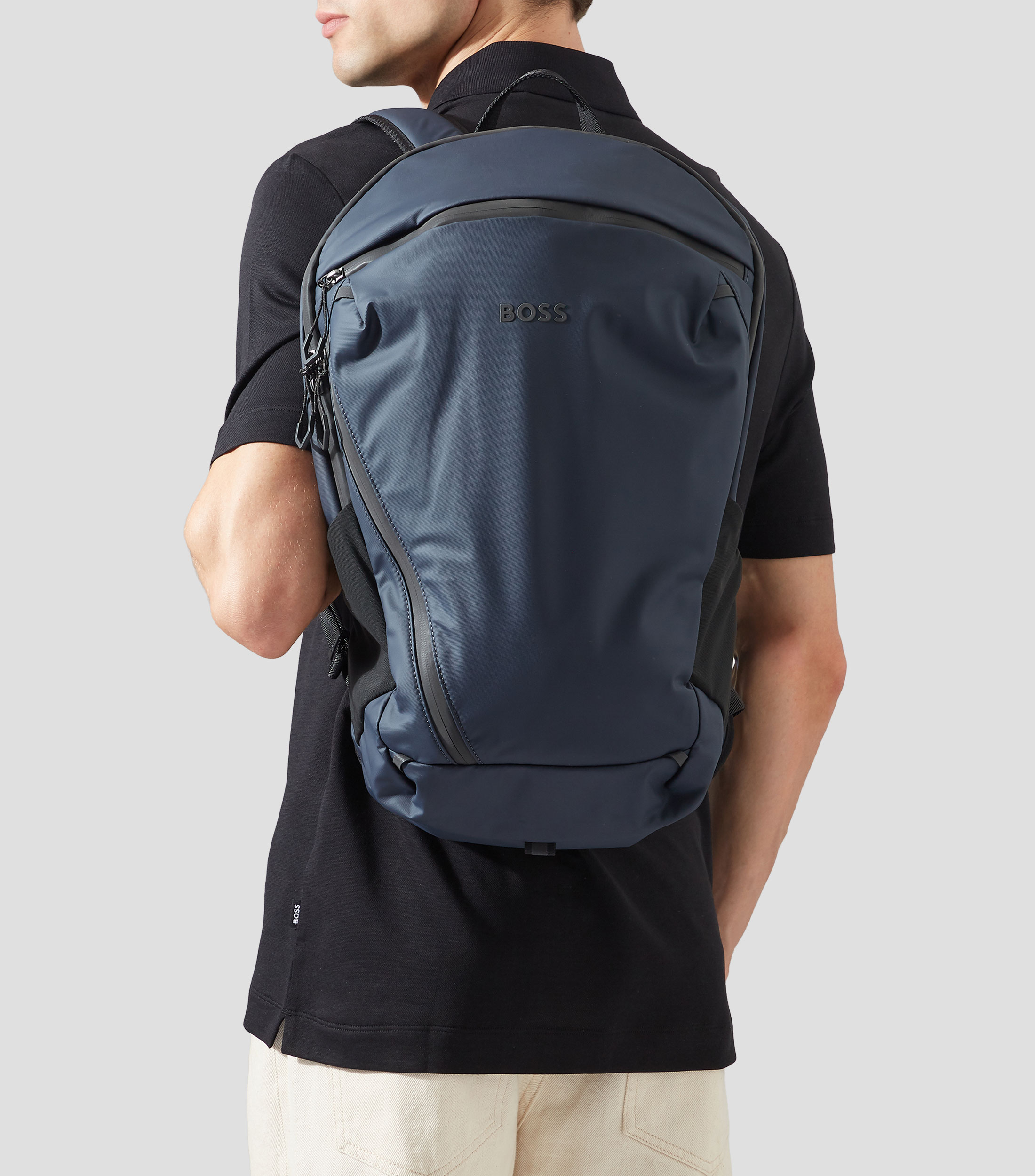 Mochila de piel sintética con detalles reflectantes Hombre