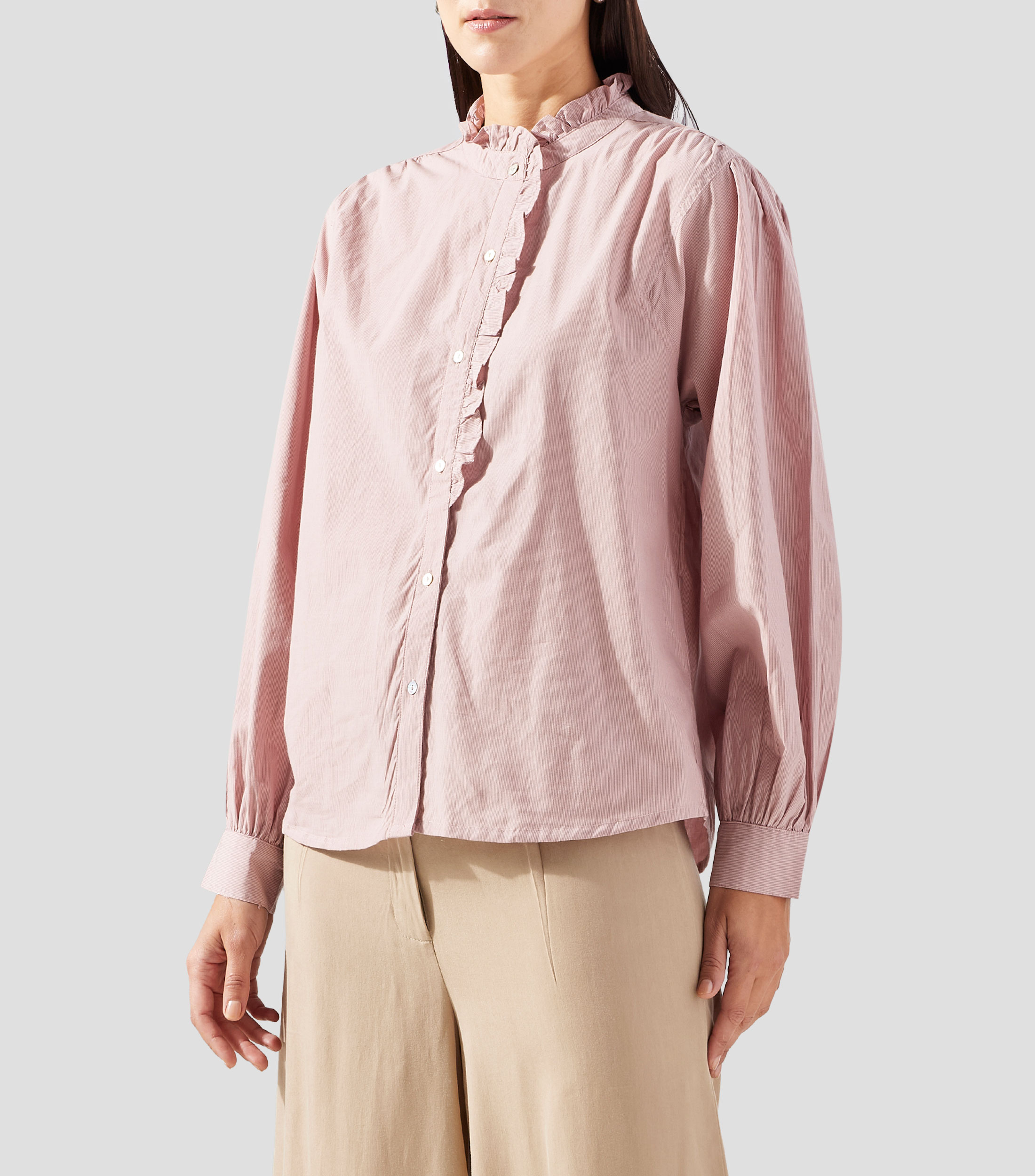Camisa con líneas manga larga Mujer