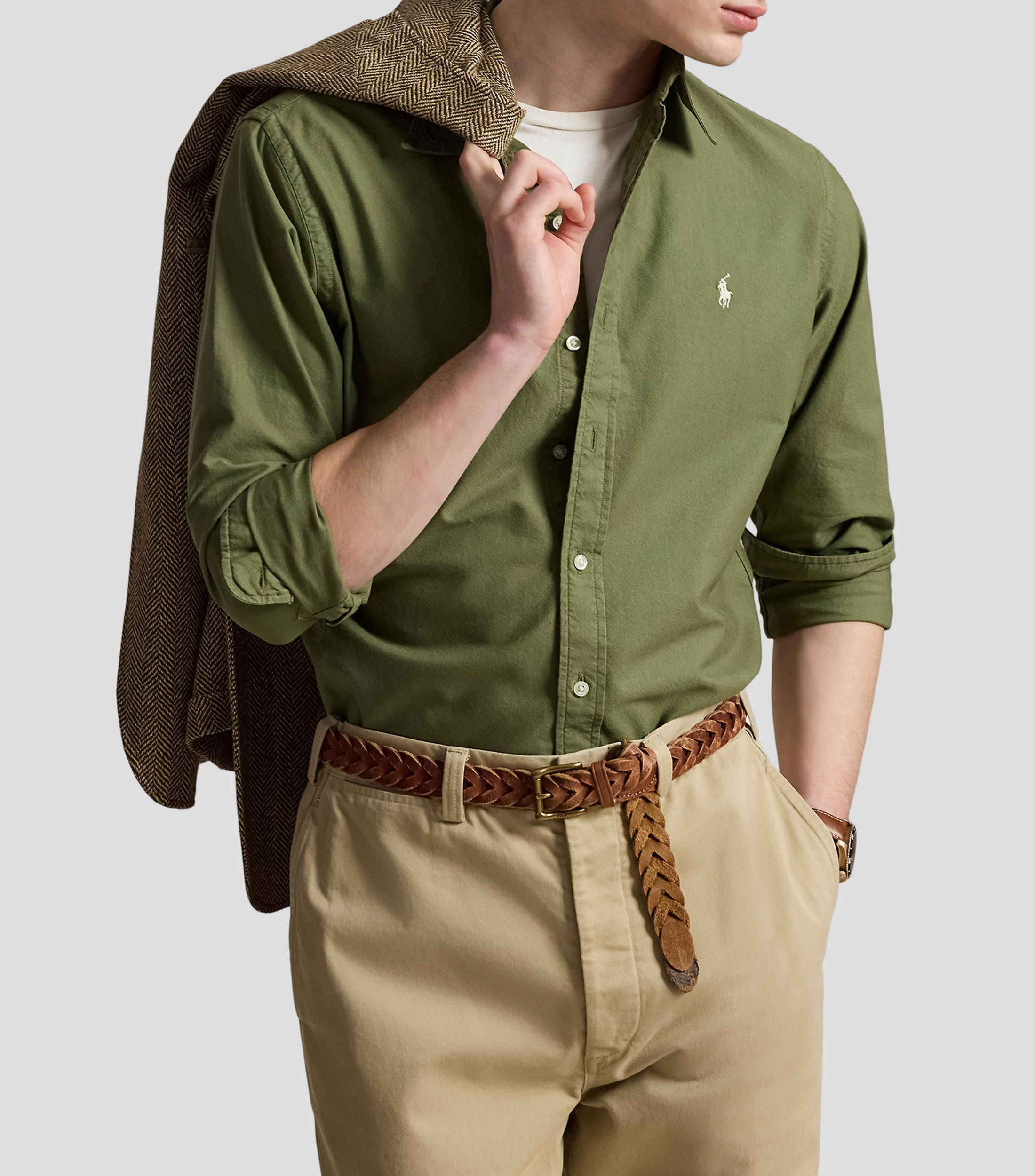 Camisa lisa manga larga Hombre