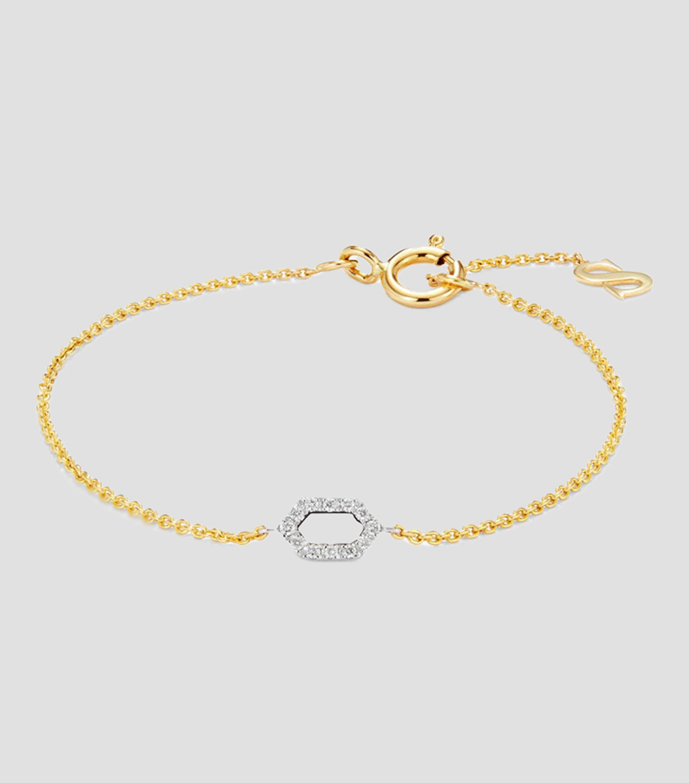 Pulsera en Oro de 18 Kilates Hexágonos con diamantes Mujer