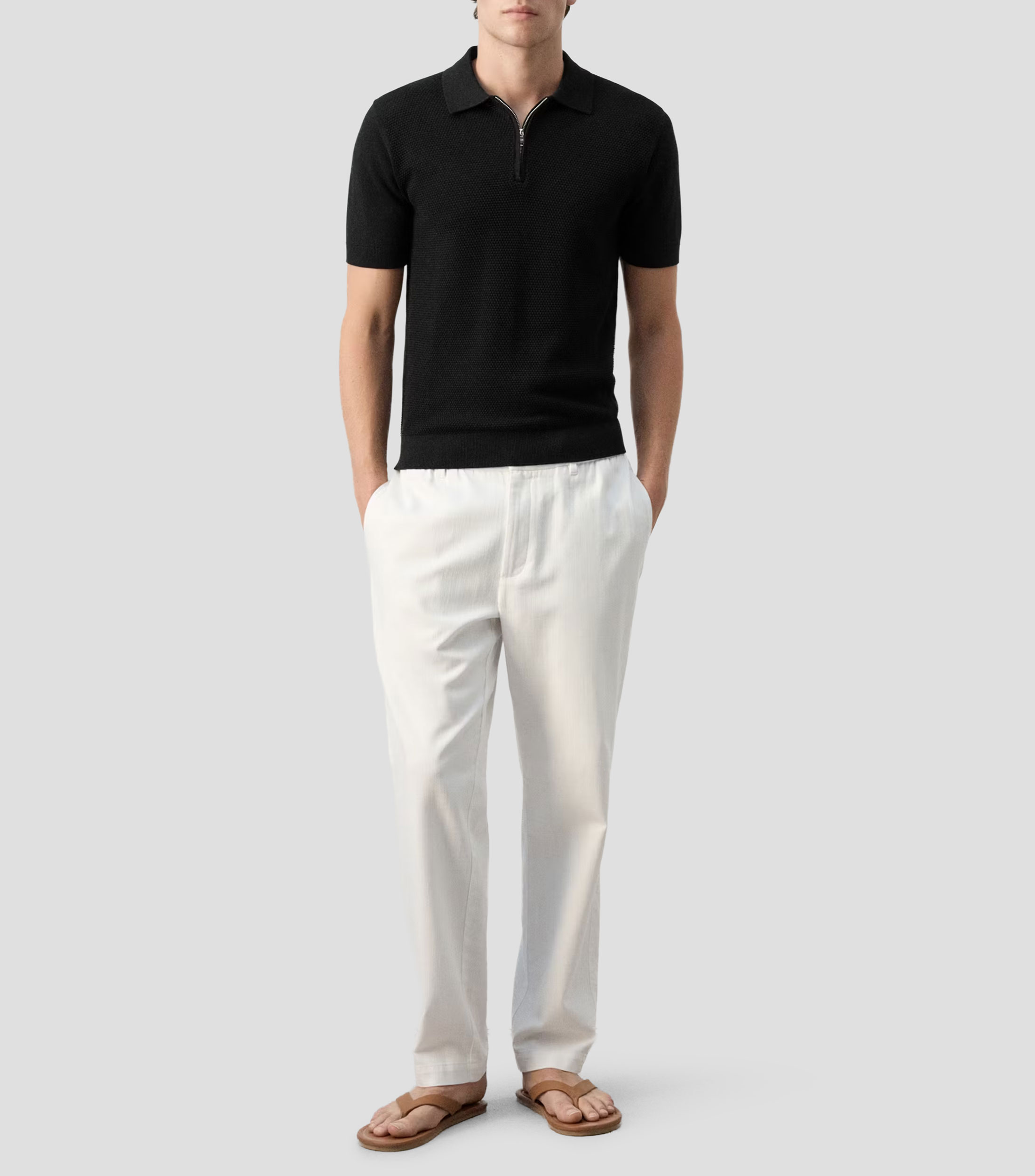 Playera Tipo Polo Manga Corta Sólido Hombre