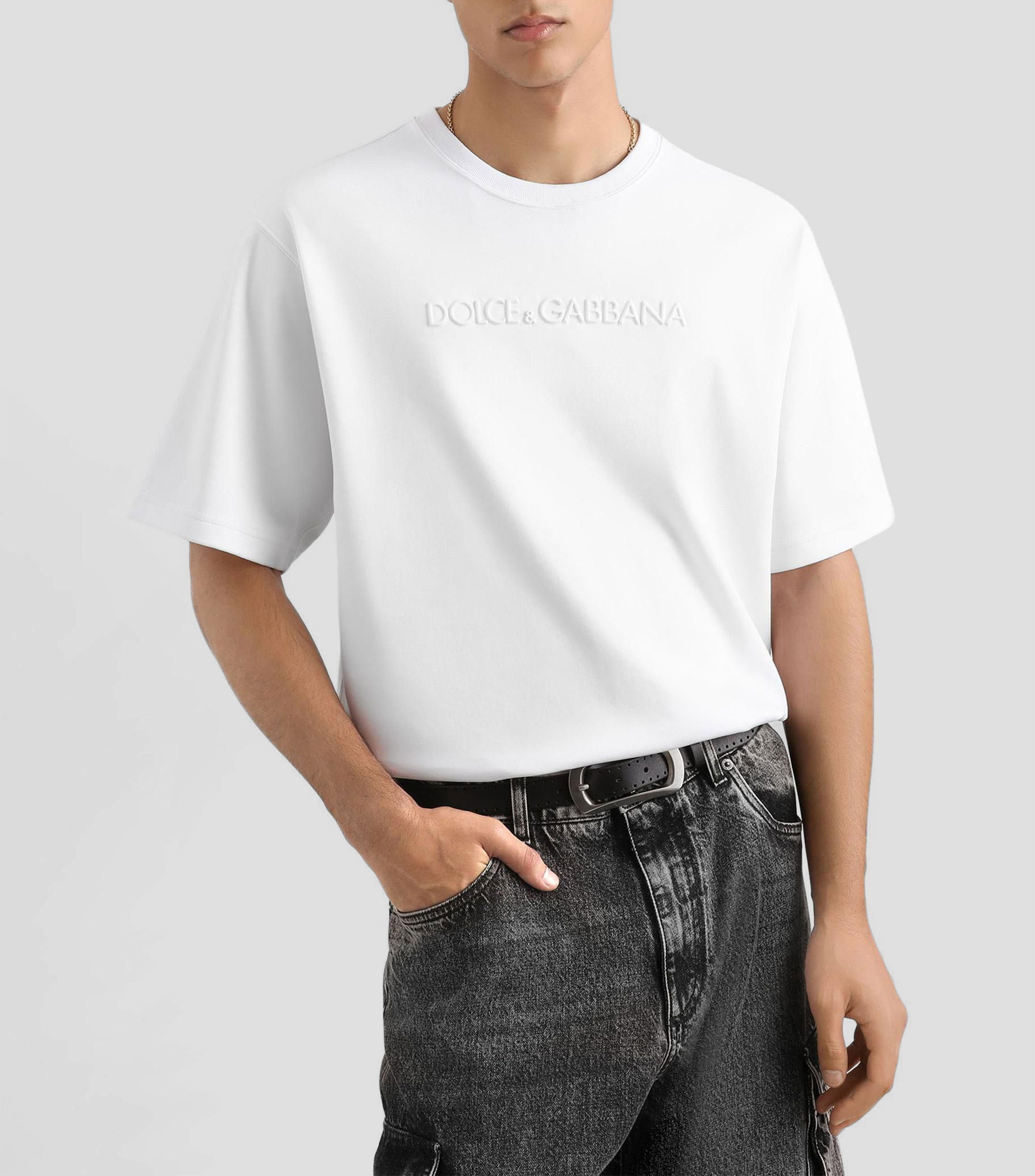 Playera de cuello redondo manga corta lisa Hombre