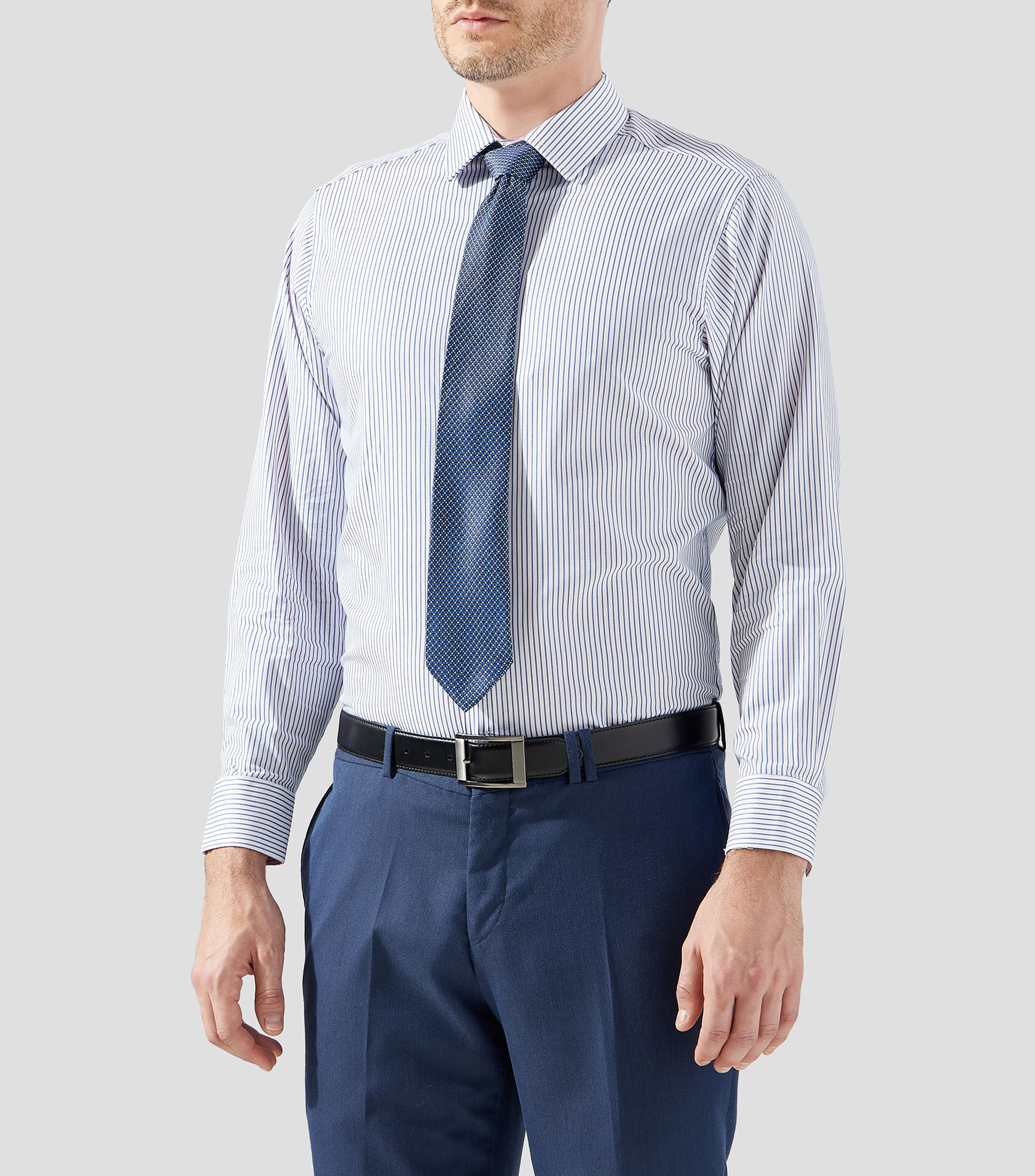 Camisa a rayas manga larga Hombre