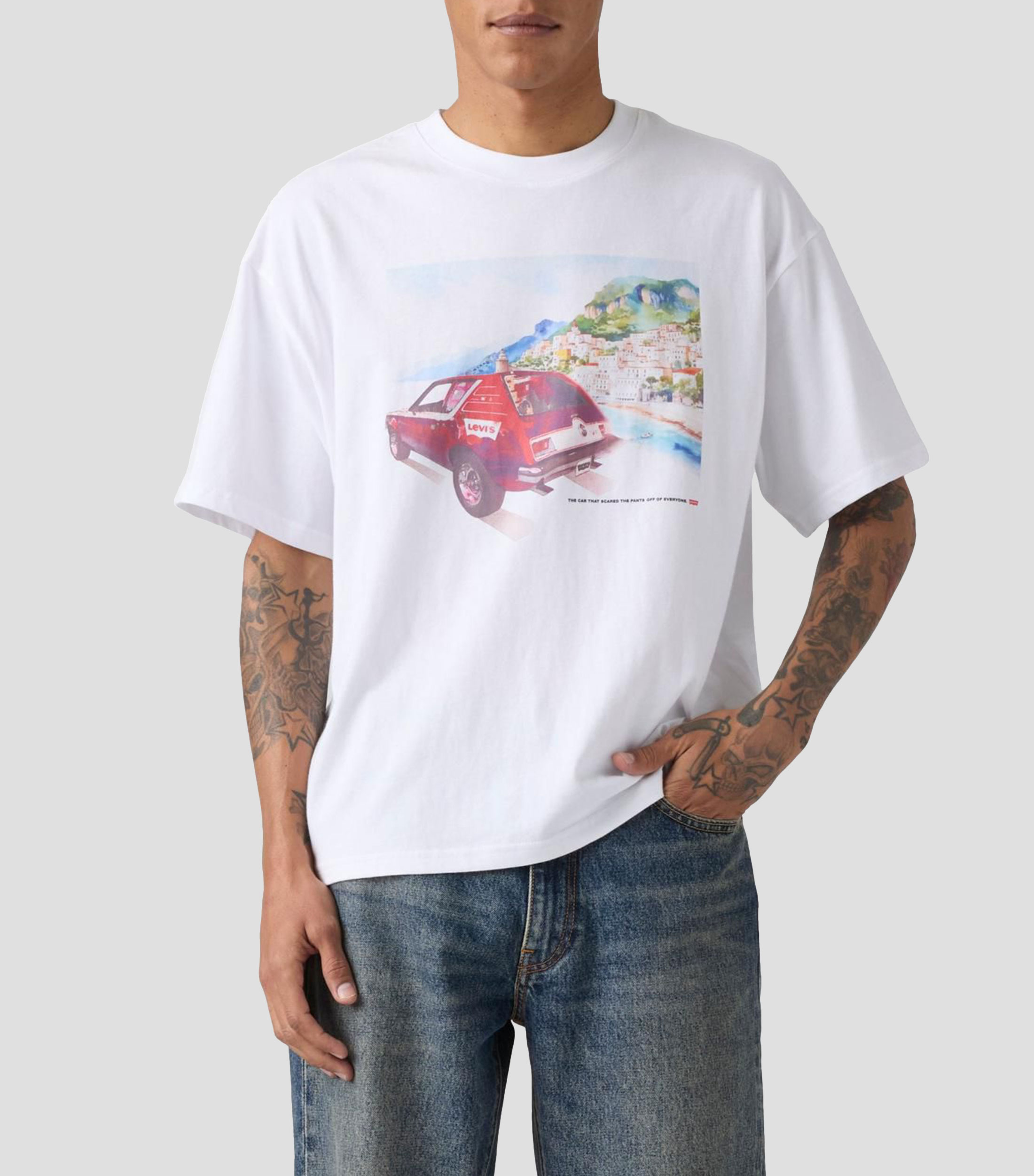 Playera cuello redondo manga corta estampada Hombre