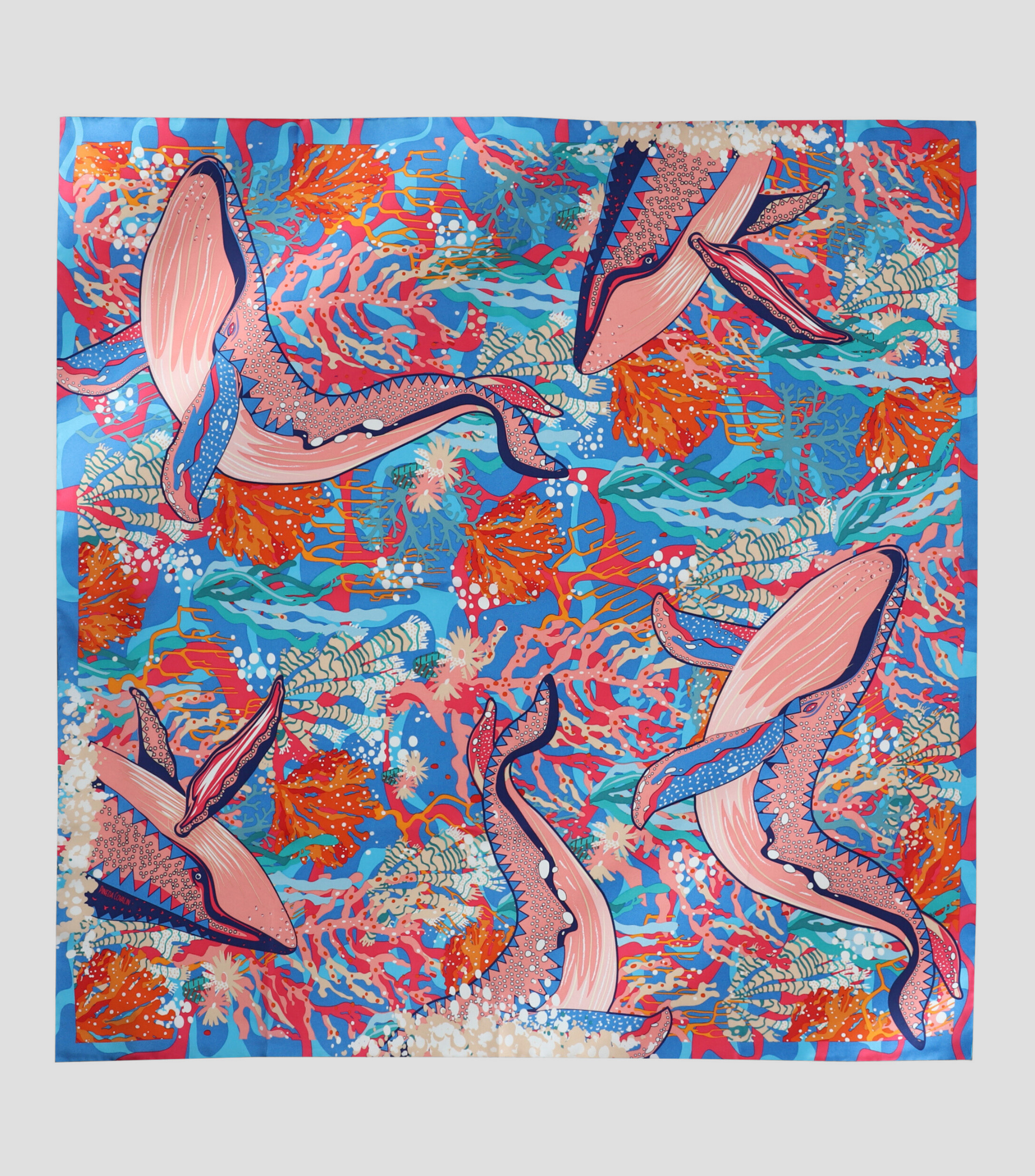 Mascada multicolor con ballenas Mujer