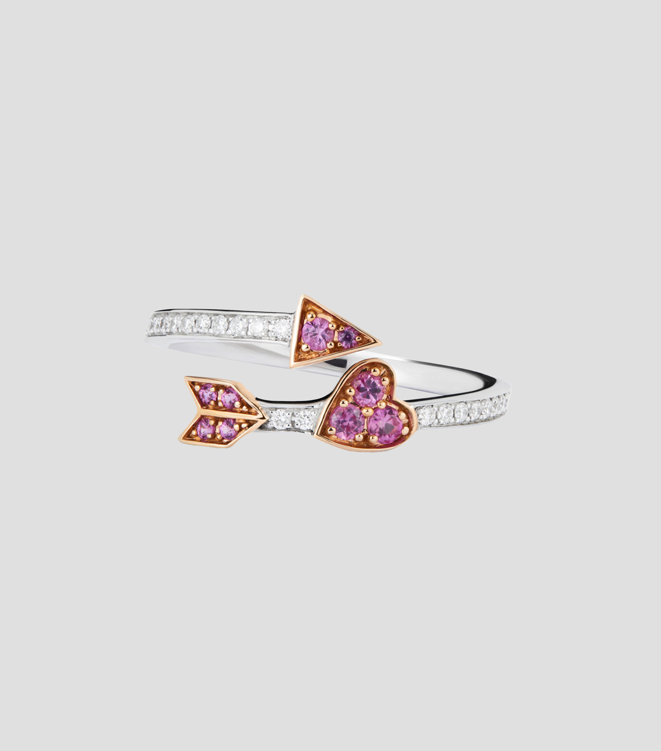 Anillo en Oro blanco de 18 Kilates Tú y Yo con diamantes y zafiros Mujer